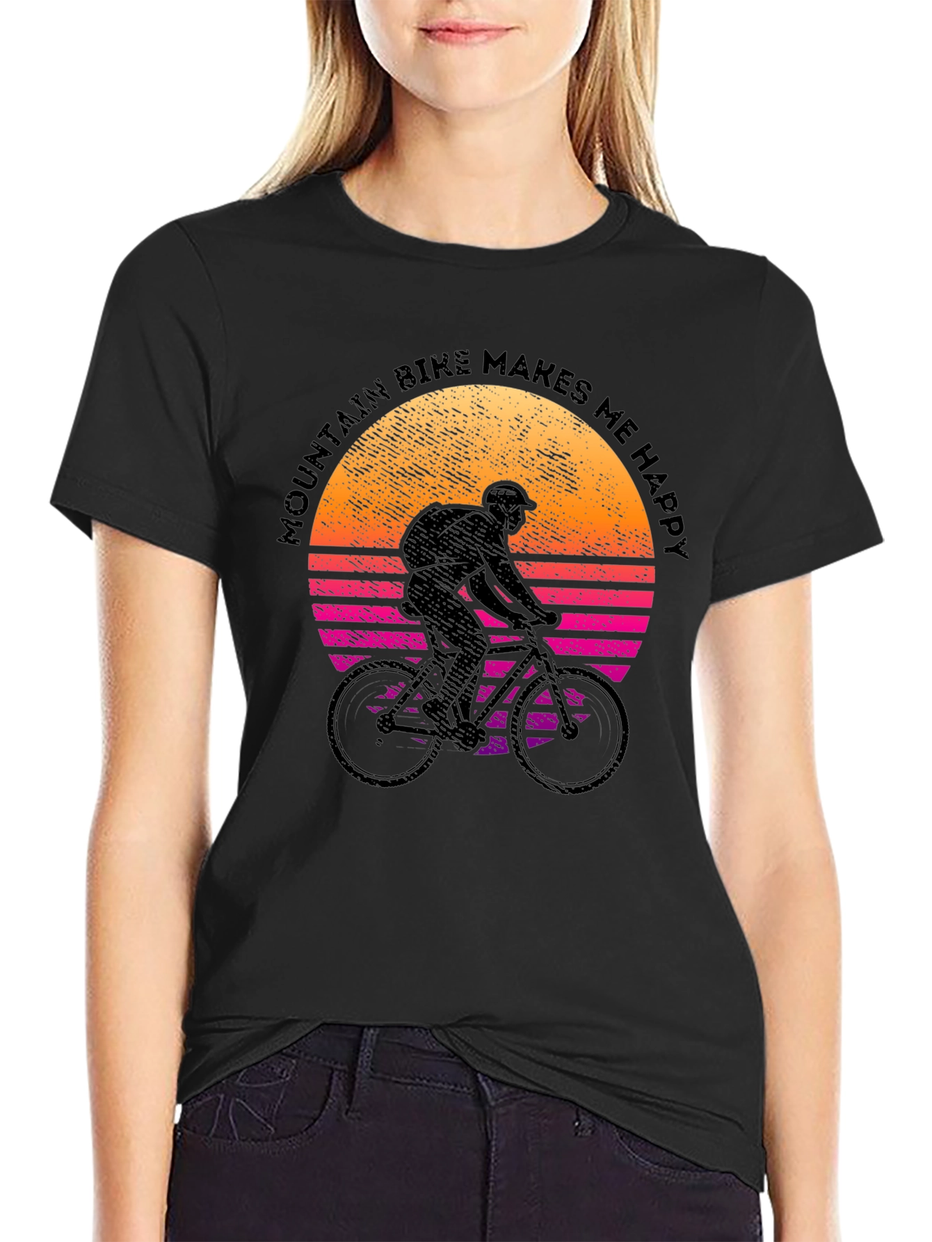 Black Mountain Bike Makes Me Happy Graphic Tee view 2