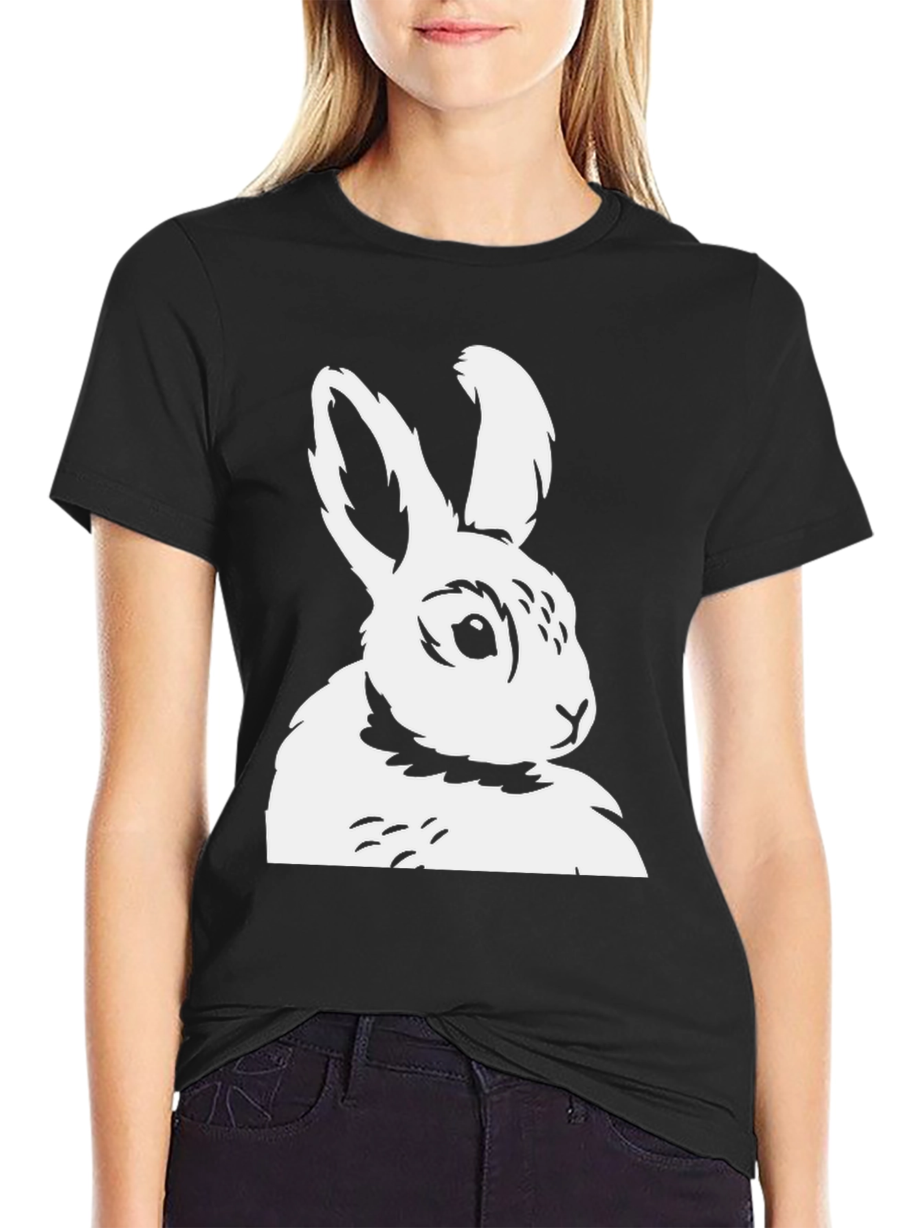Black Rabbit Graphic Tee - Stylish Cotton Blend Shirt view 2