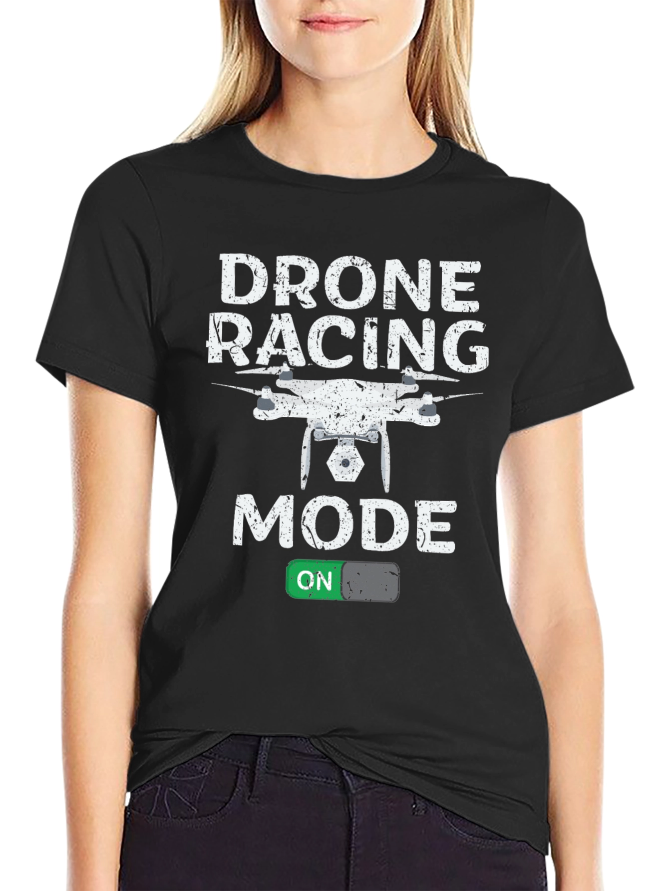 Black Drone Racing Mode T-Shirt view 2