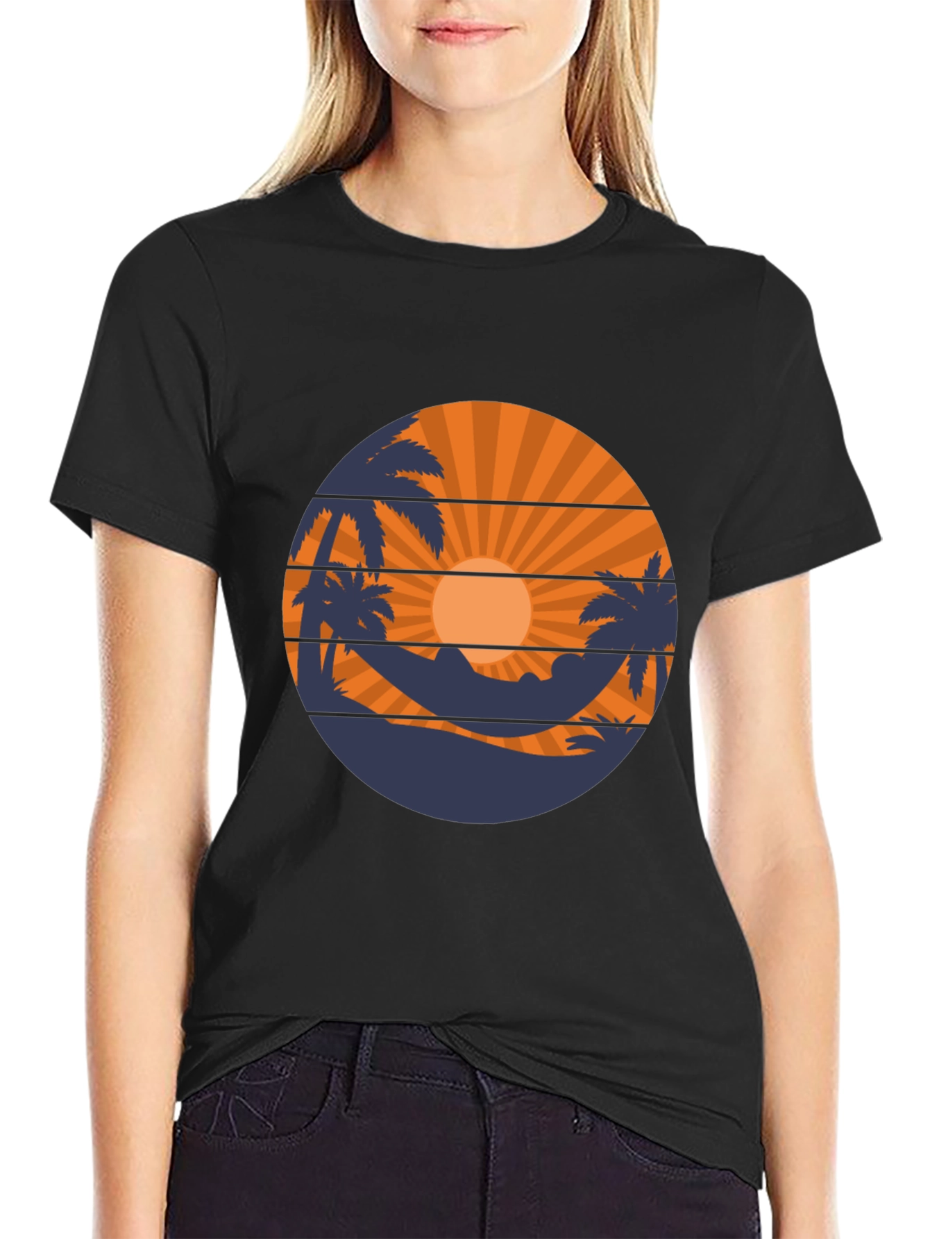 Black Tropical Sunset Graphic Tee - Island Vibes view 2
