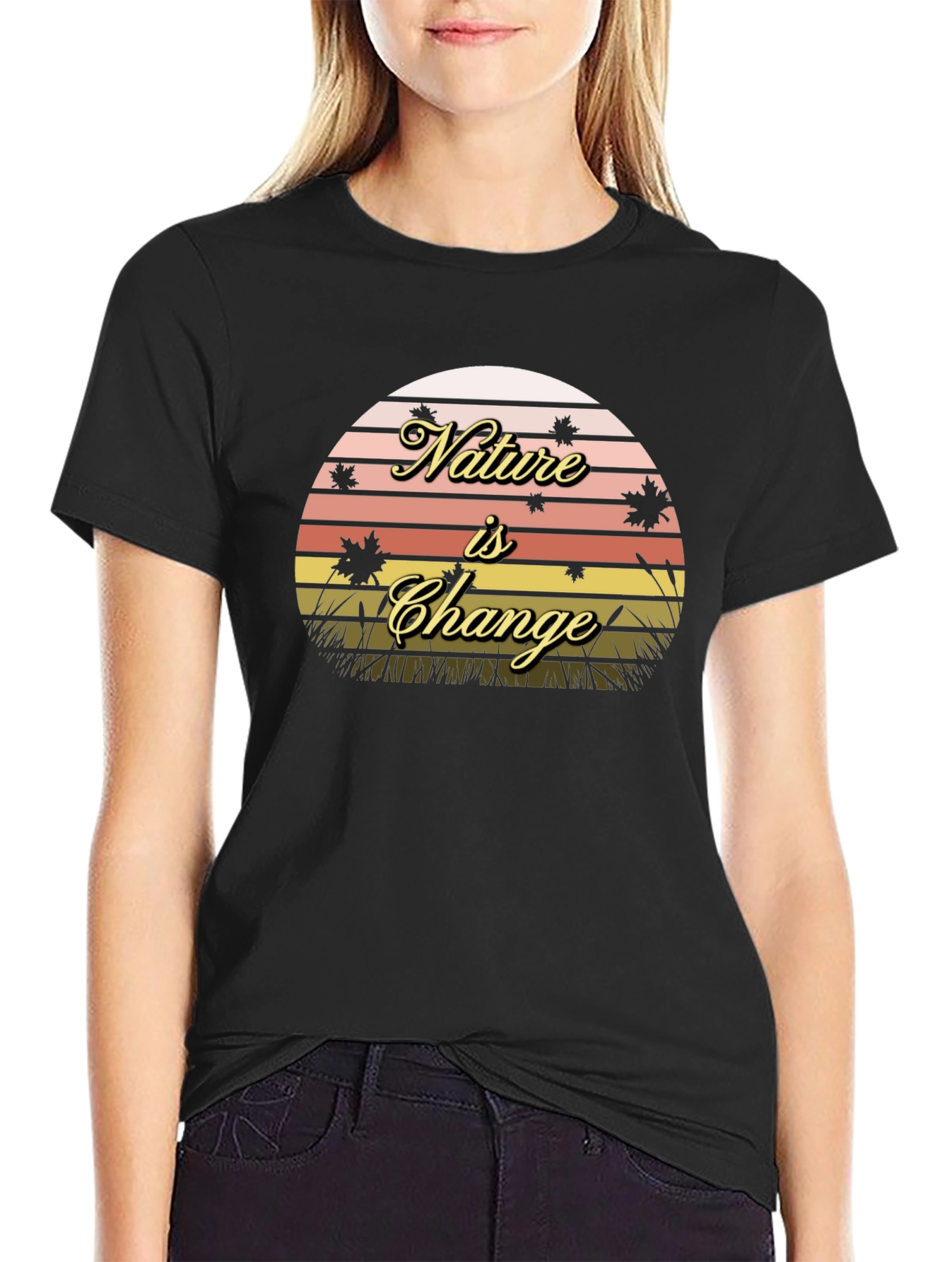 Black Nature is Change Black T-Shirt view 2