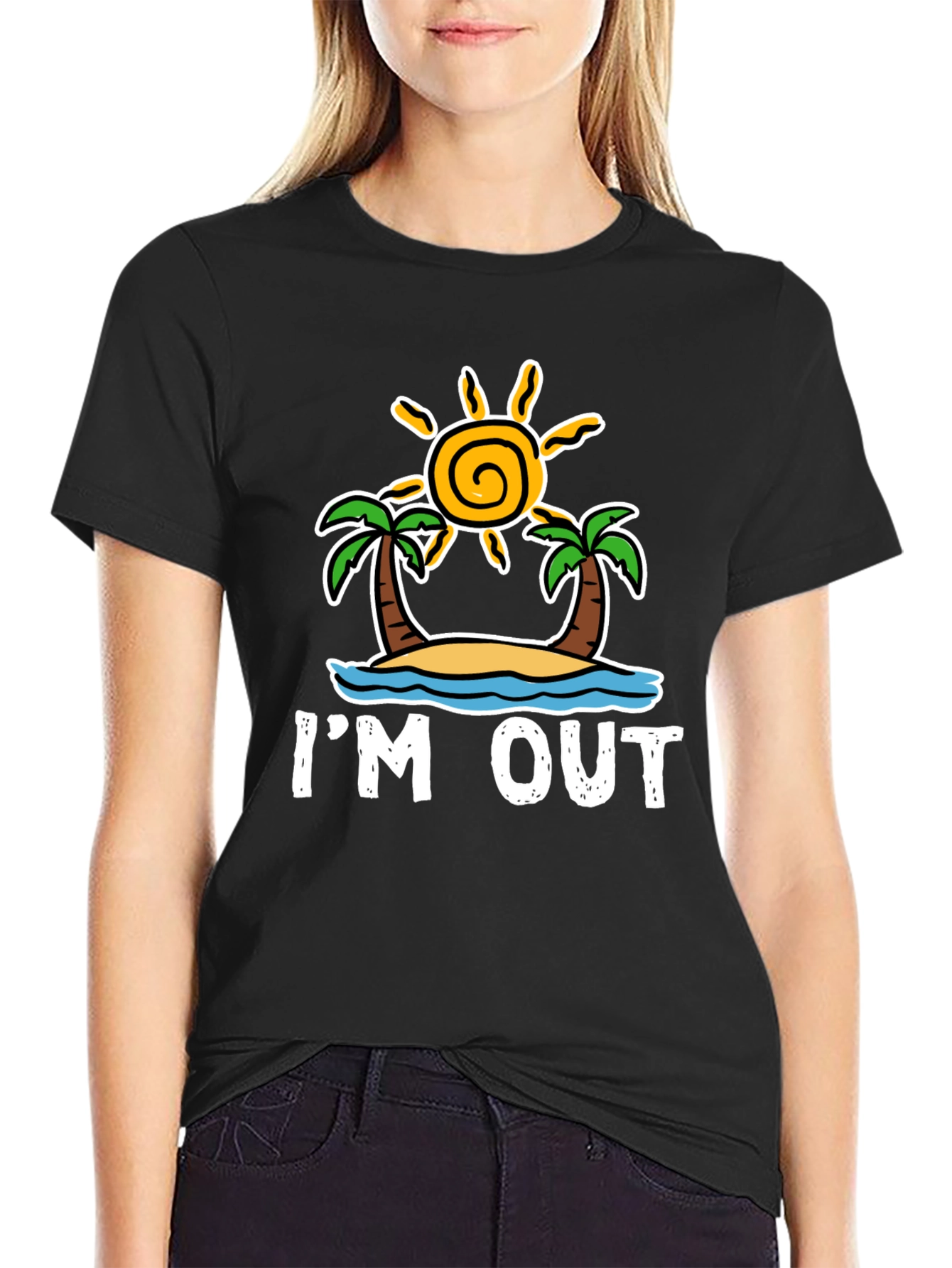 Black I'm Out T-Shirt: Beach Island Getaway Tee view 2