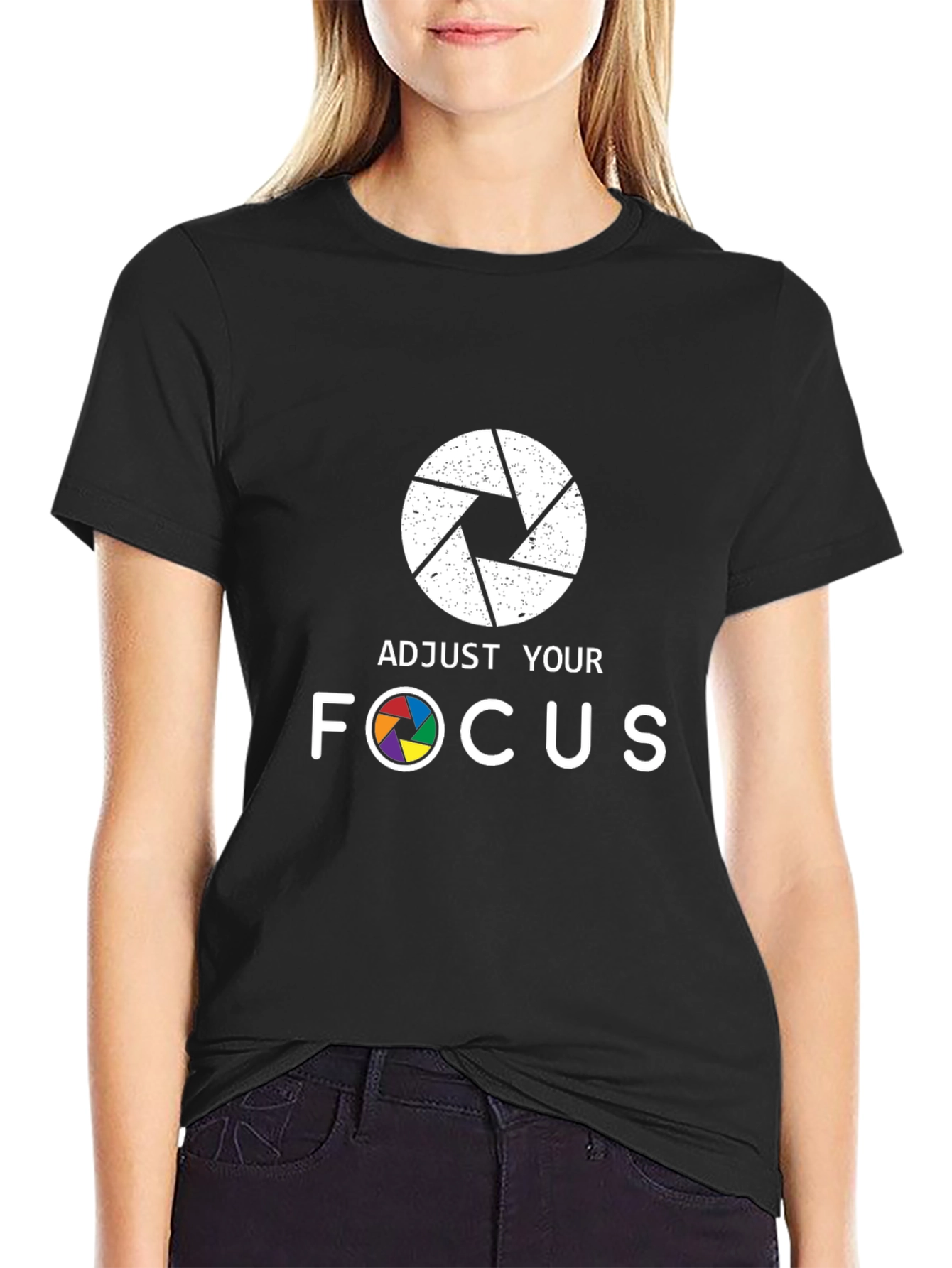 Black Adjust Your Focus Graphic T-Shirt view 2