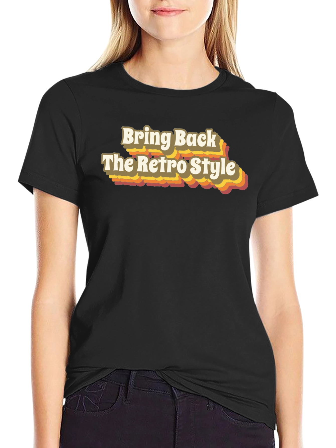 Black Retro Style Graphic T-Shirt view 2