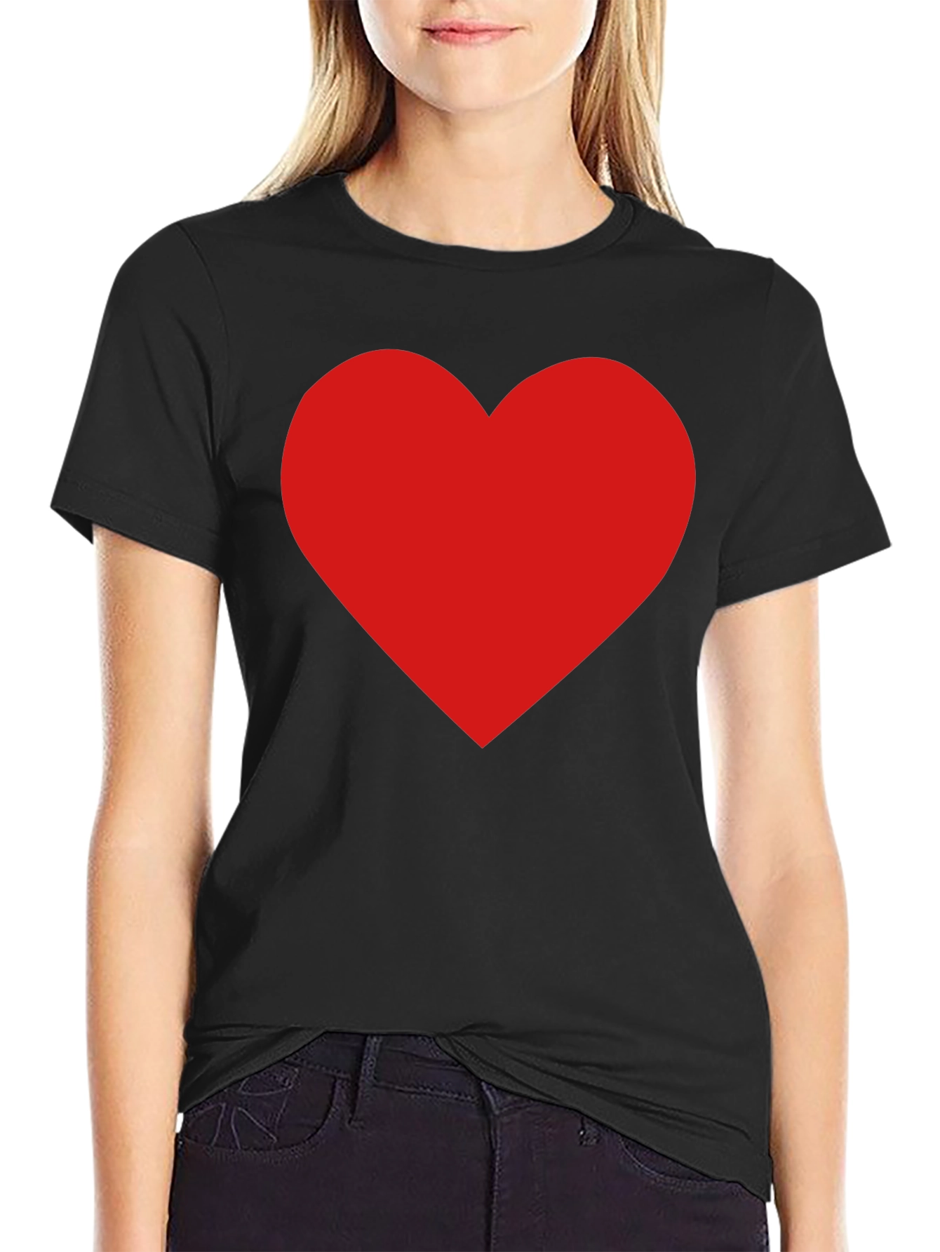Black Heart Graphic Tee - Casual Black T-Shirt view 2