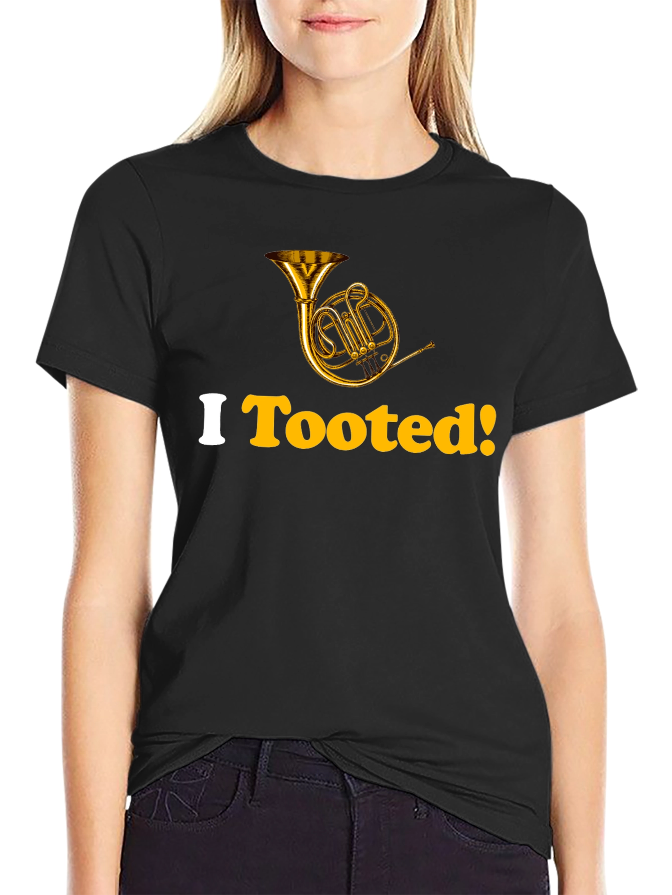 Black I Tooted Horn Funny Musician T-Shirt view 2