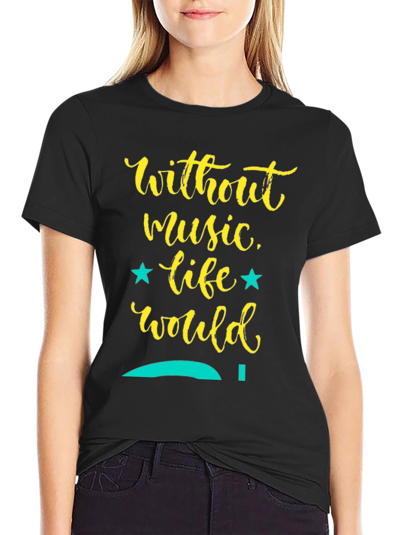Black Music Lover T-Shirt: Without Music, Life Would... view 2