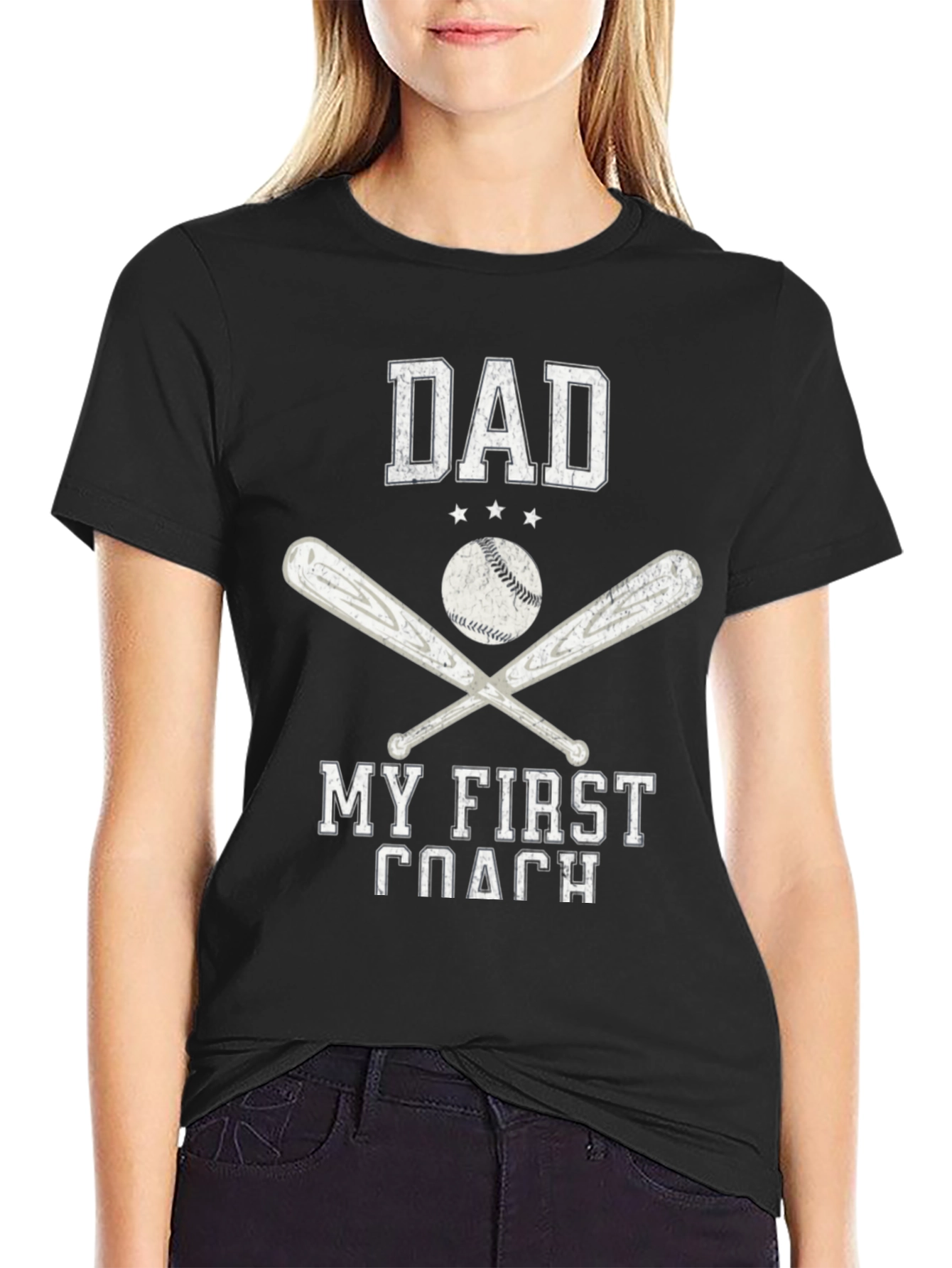 Black Dad My First Coach Baseball T-Shirt view 2