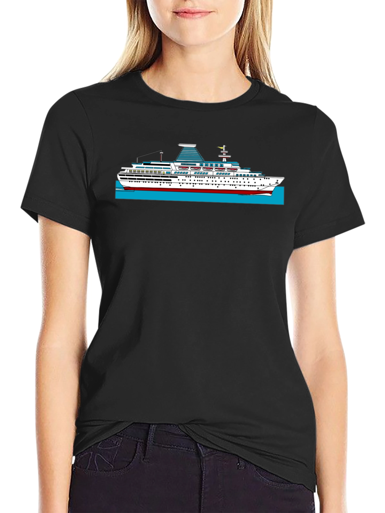 Black Cruise Ship Graphic T-Shirt - Black view 2