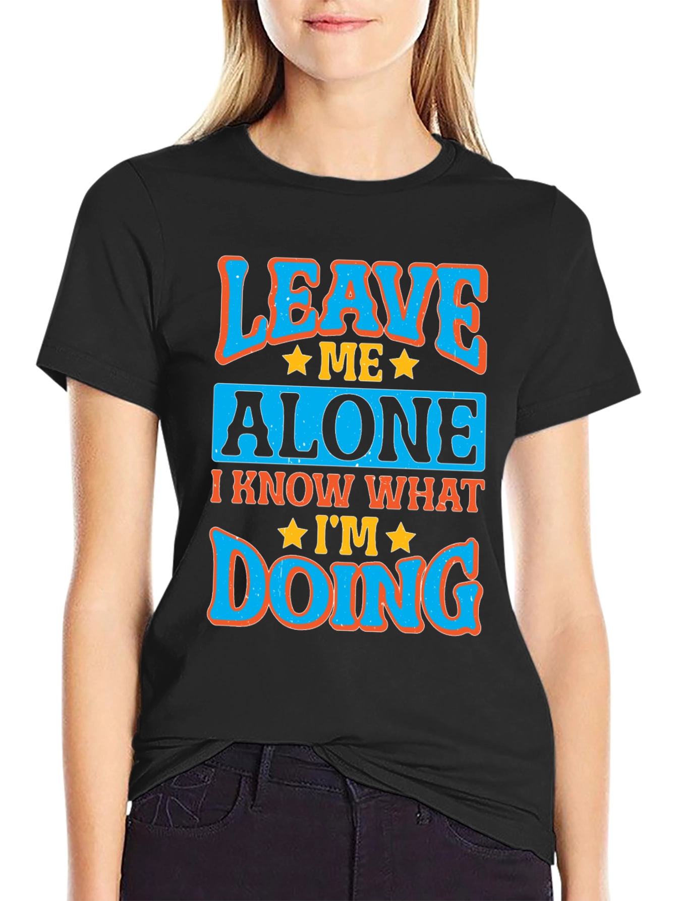 Black Leave Me Alone Graphic Tee - I Know What I'm Doing T-Shirt view 2