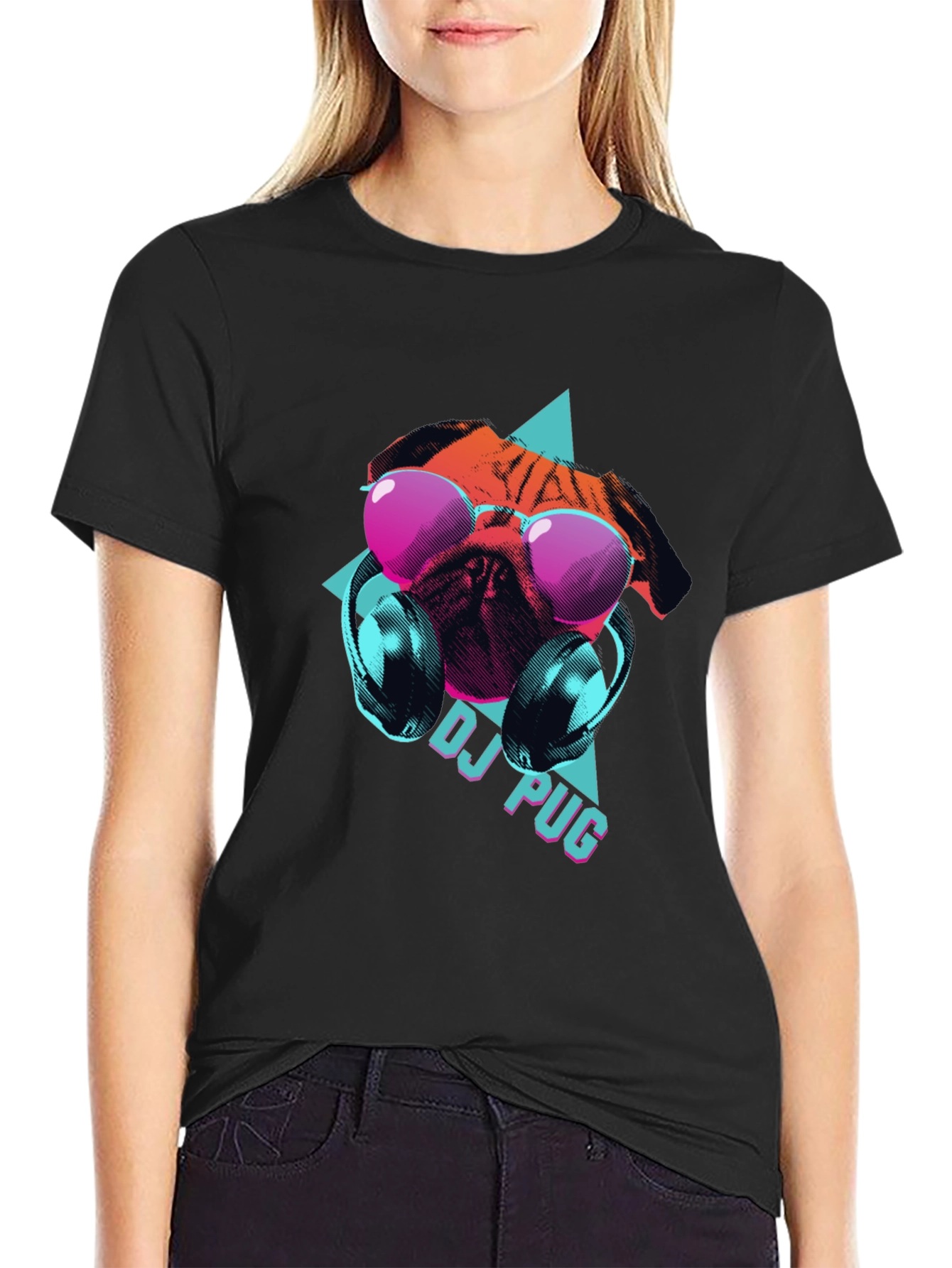 Black DJ Pug Graphic Tee - Cool Canine Style view 2
