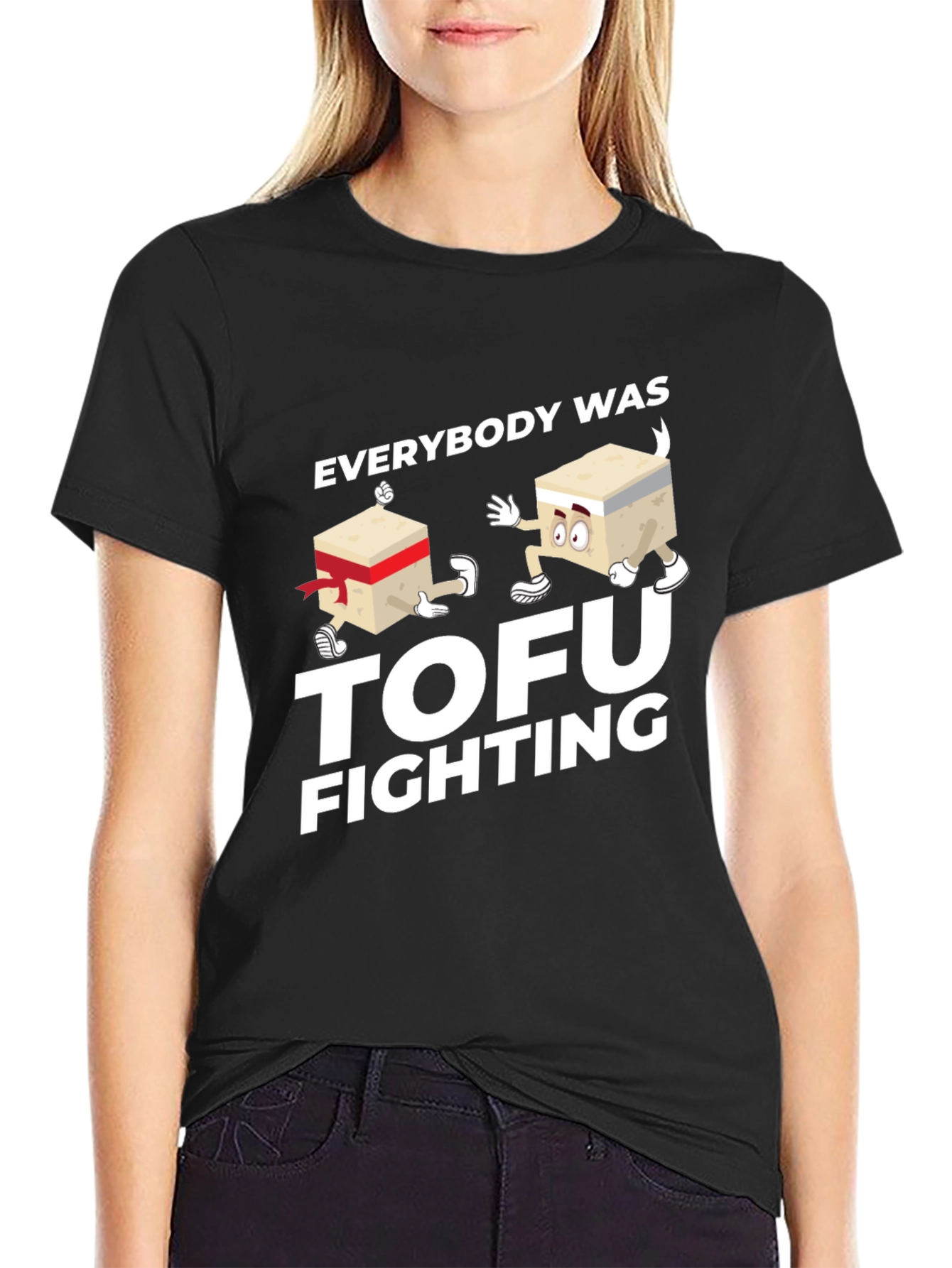 Black Everybody Was Tofu Fighting Graphic Tee view 2
