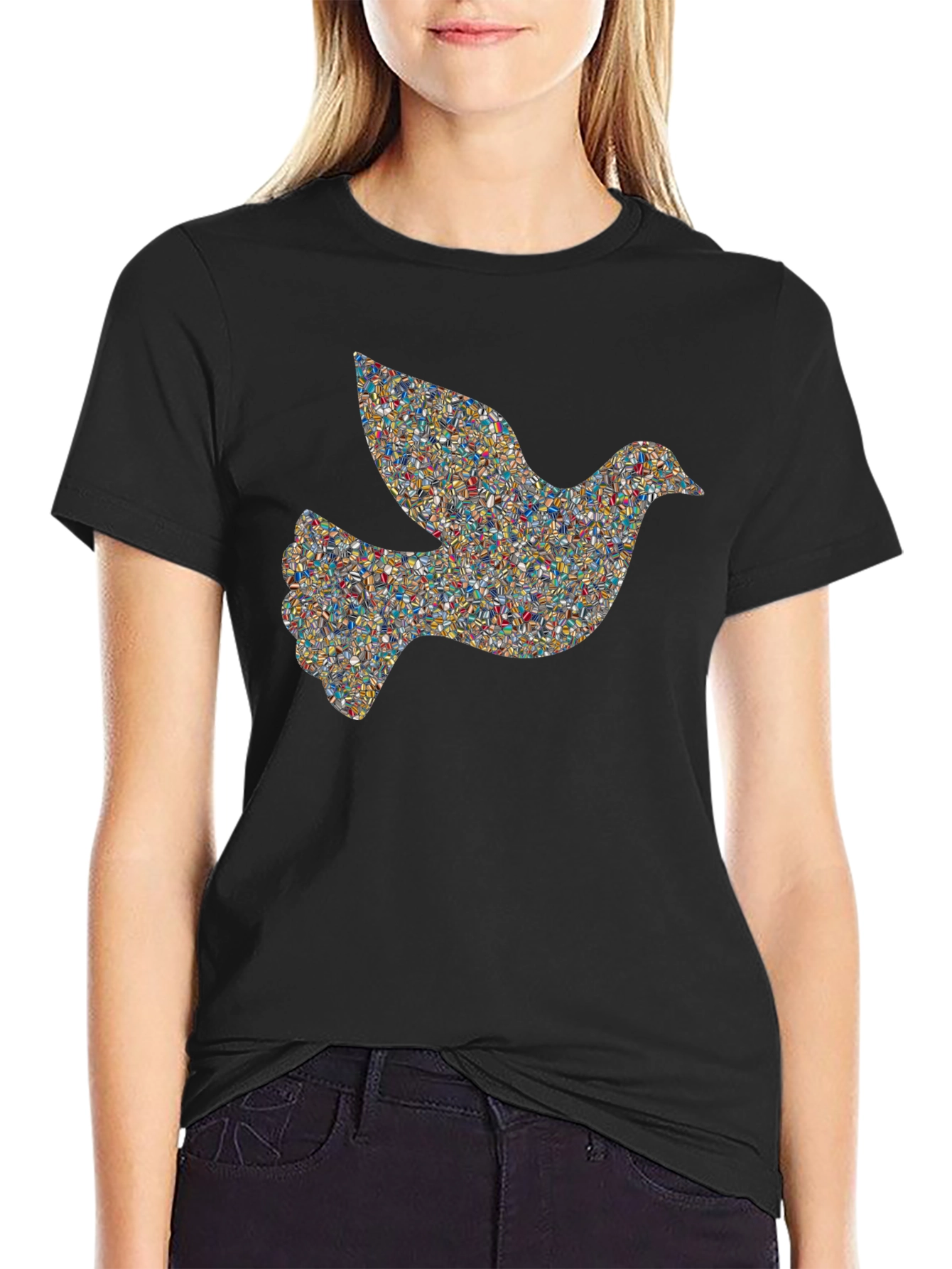 Black Dove Graphic Black T-Shirt view 2