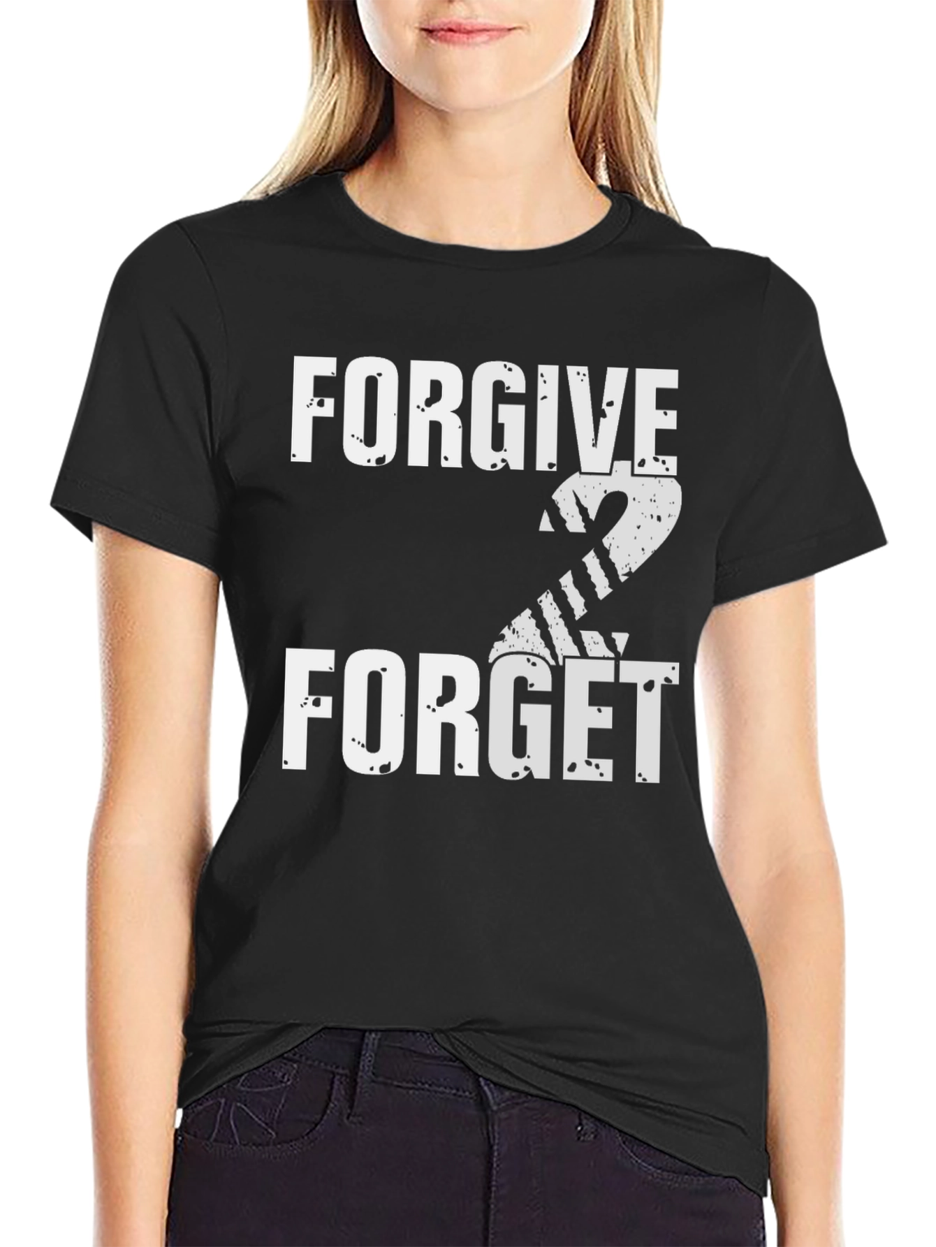 Black Forgive 2 Forget Graphic Tee - Black Casual T-Shirt view 2