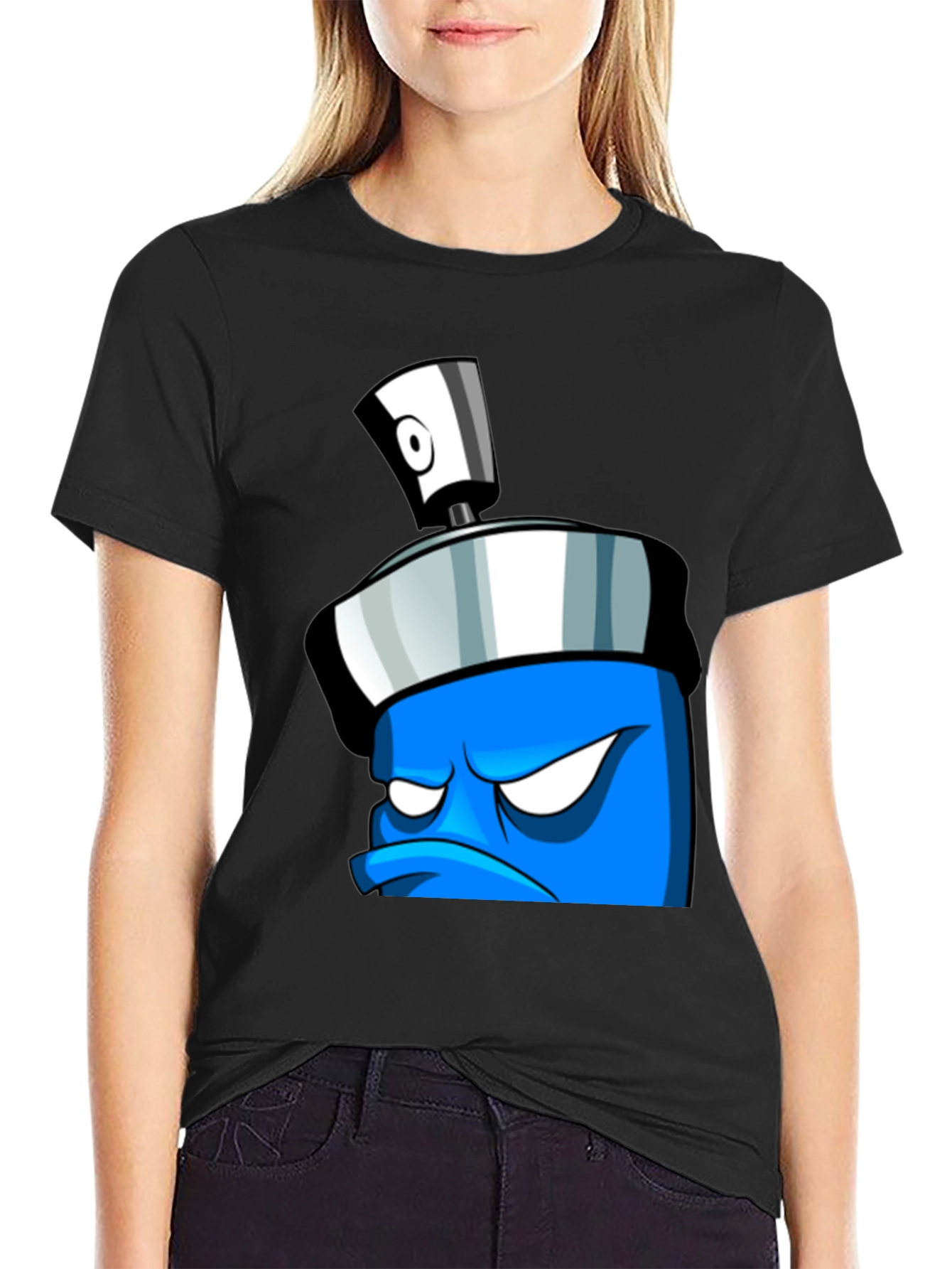 Black Angry Spray Can Graphic Tee - Black view 2