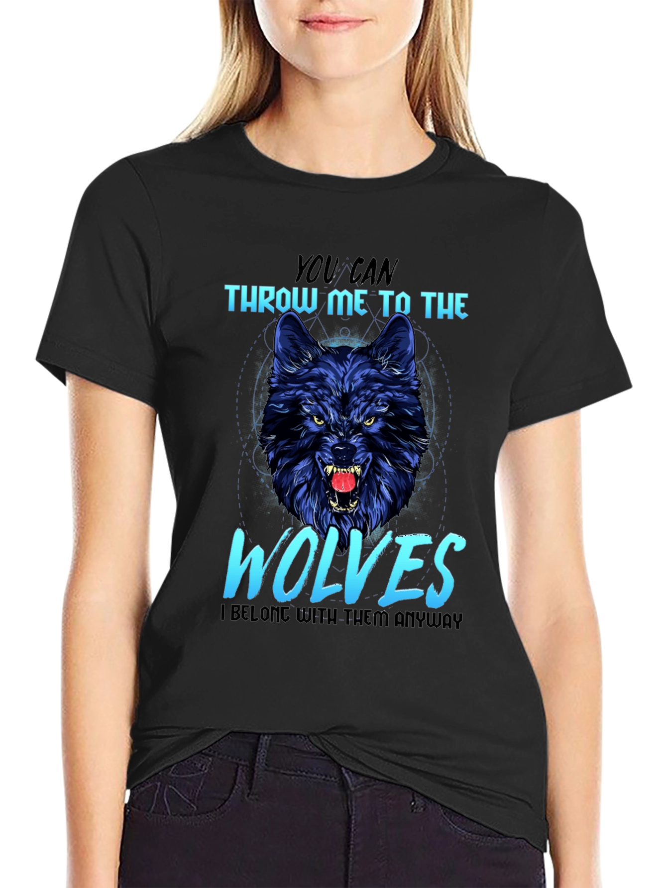Black Wolf Graphic T-Shirt: Throw Me to The Wolves view 2