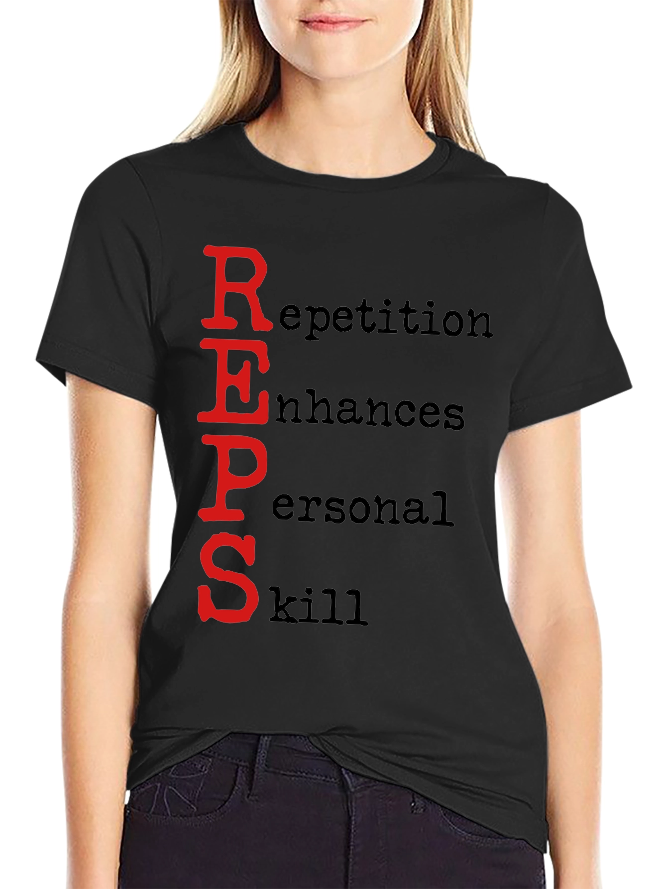 Black REPS Motivational Black T-Shirt view 2