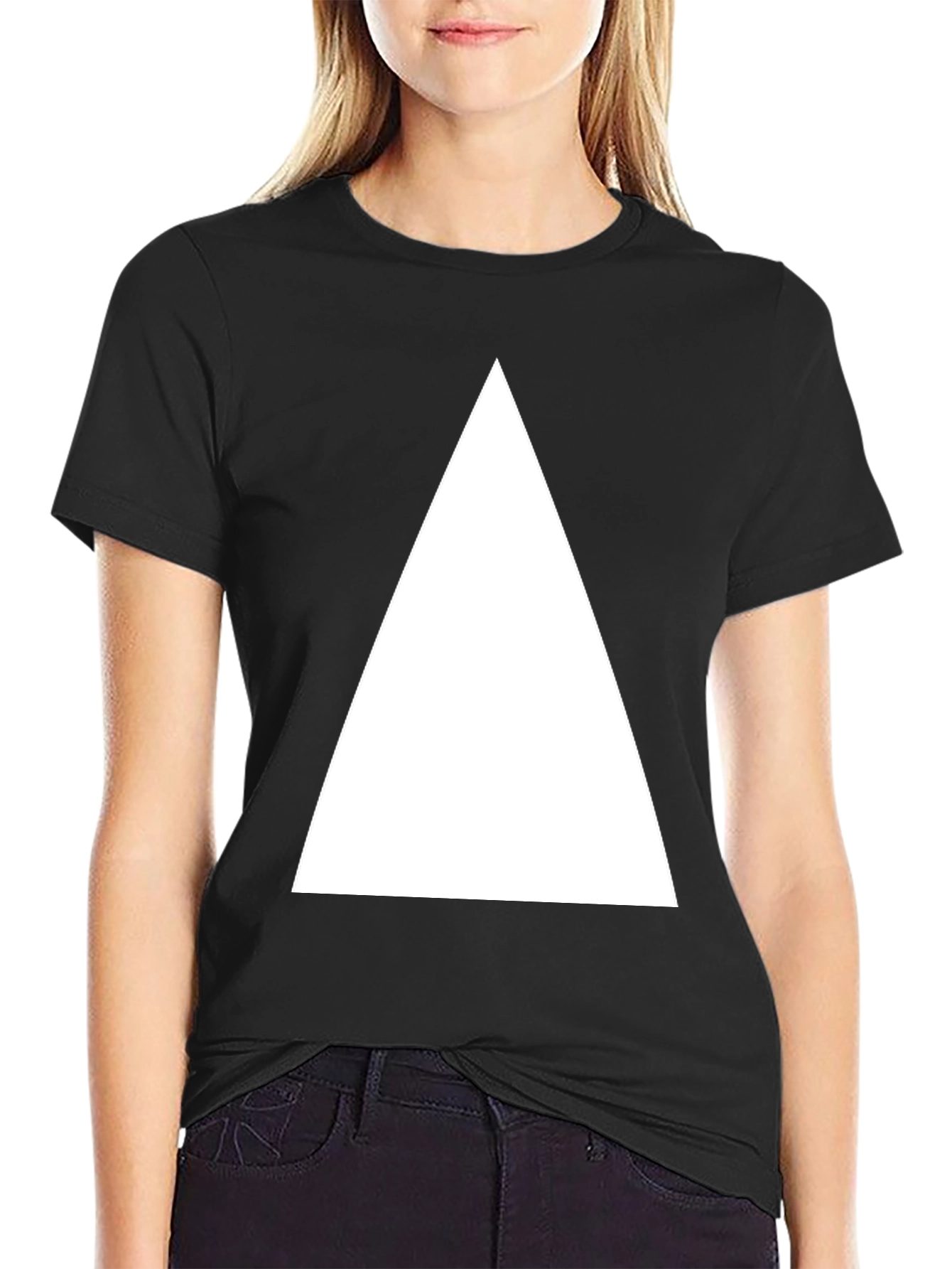 Black Black T-Shirt with White Triangle view 2