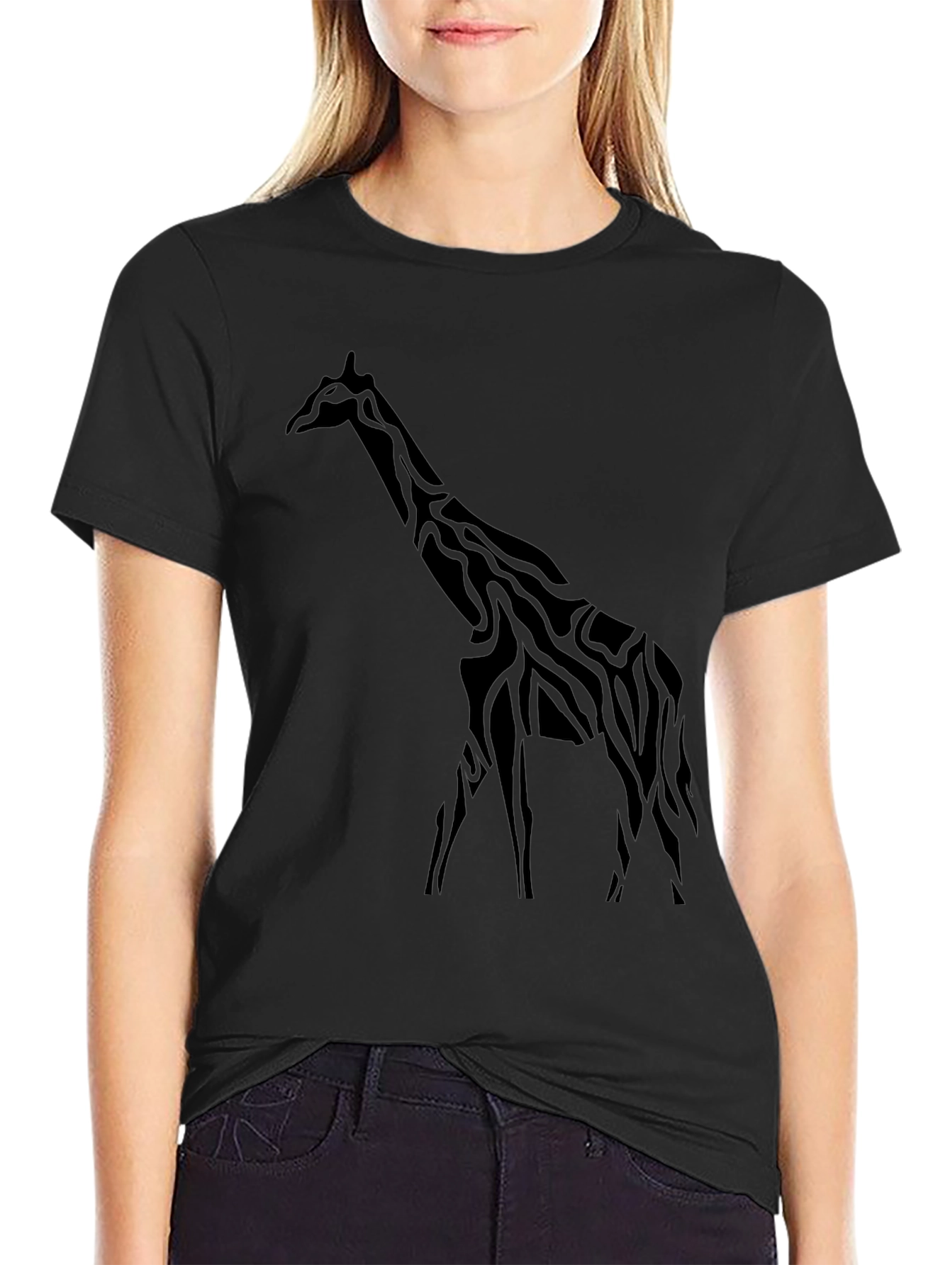 Black Black Giraffe Print Tee view 2