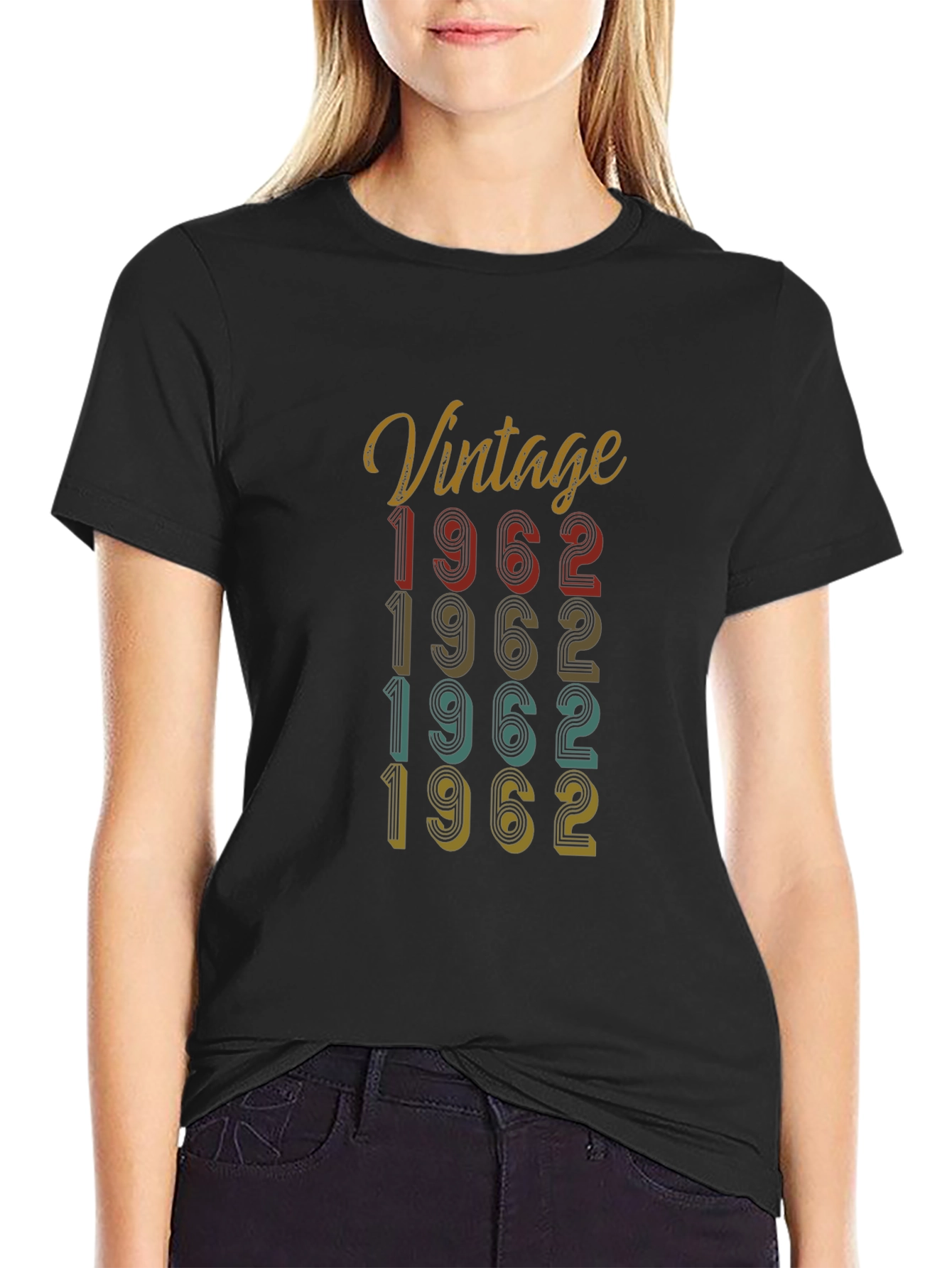 Black Vintage 1962 Birthday T-Shirt view 2