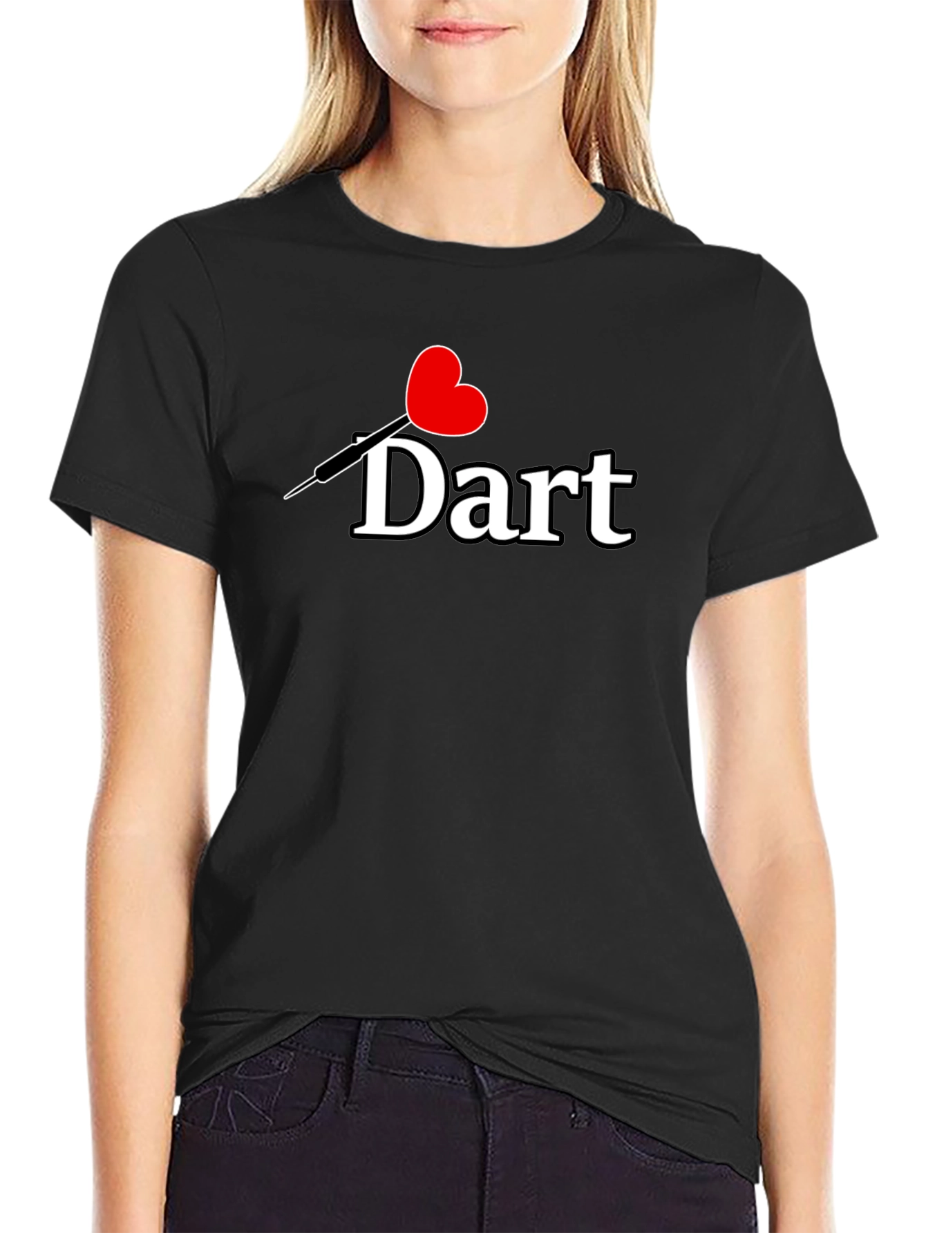 Black I Heart Dart T-Shirt - Novelty Graphic Tee view 2
