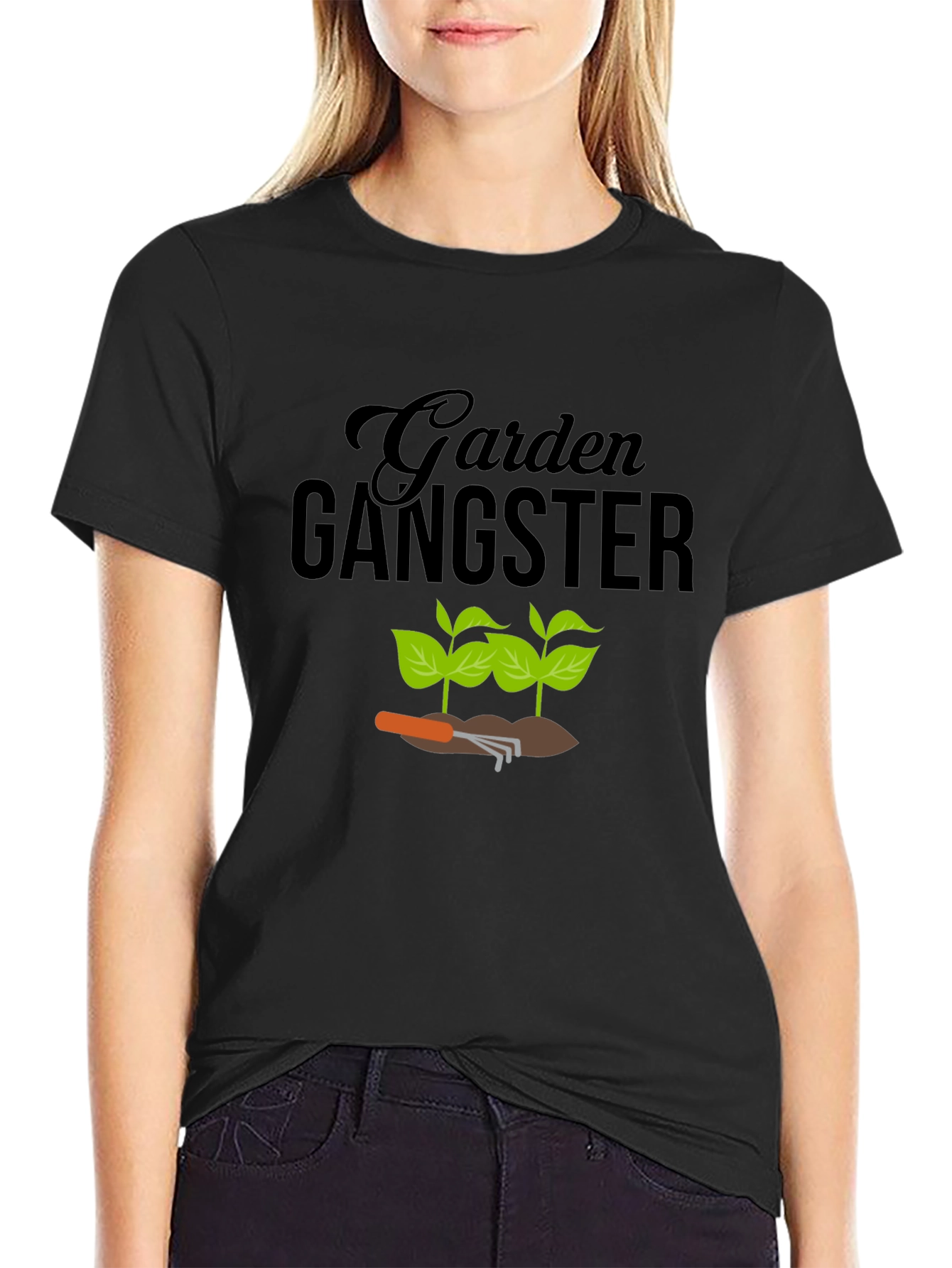 Black Garden Gangster Graphic Tee - Black Cotton T-Shirt view 2