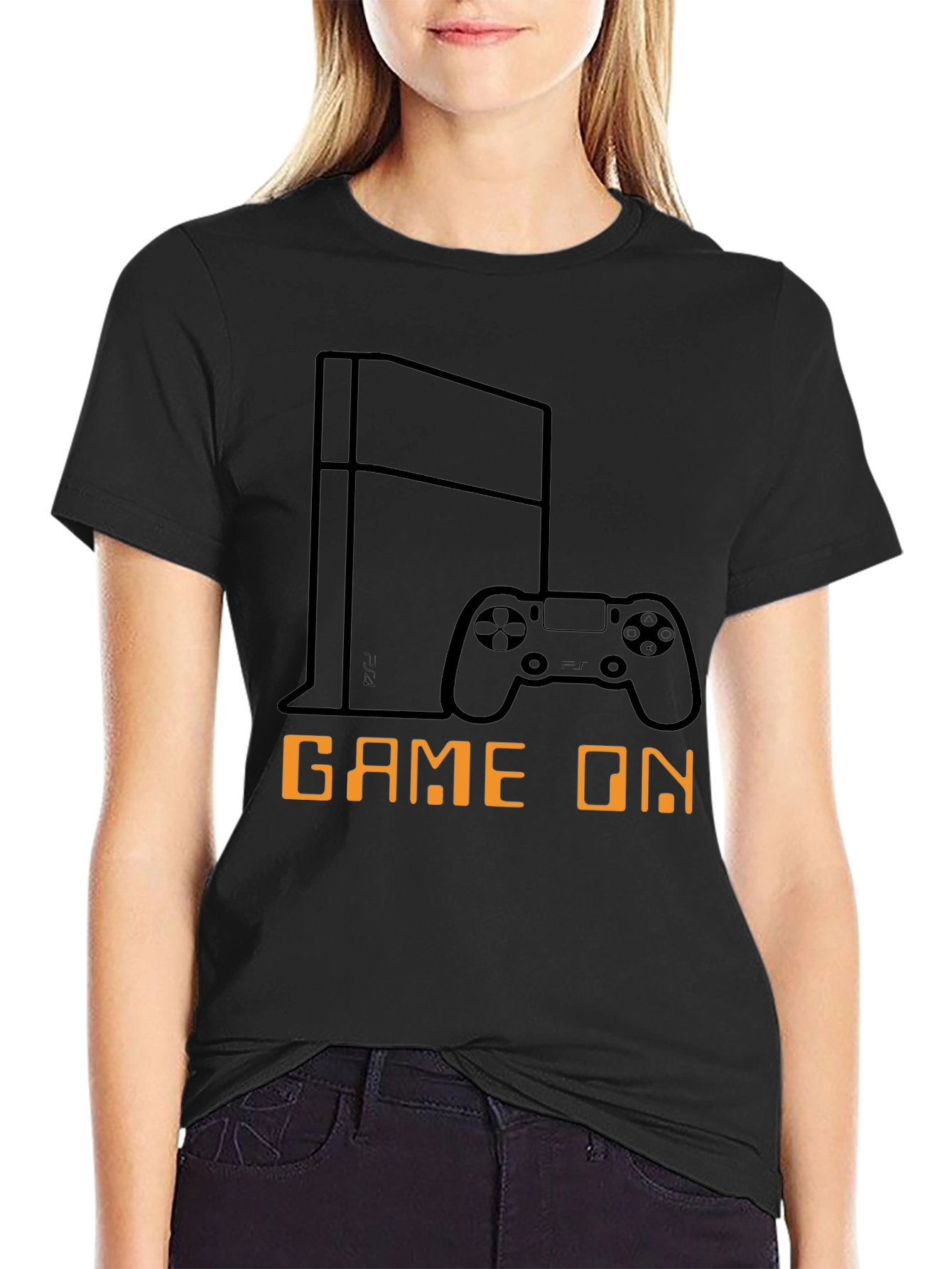 Black Game On Black T-Shirt - Gamer Console Design view 2