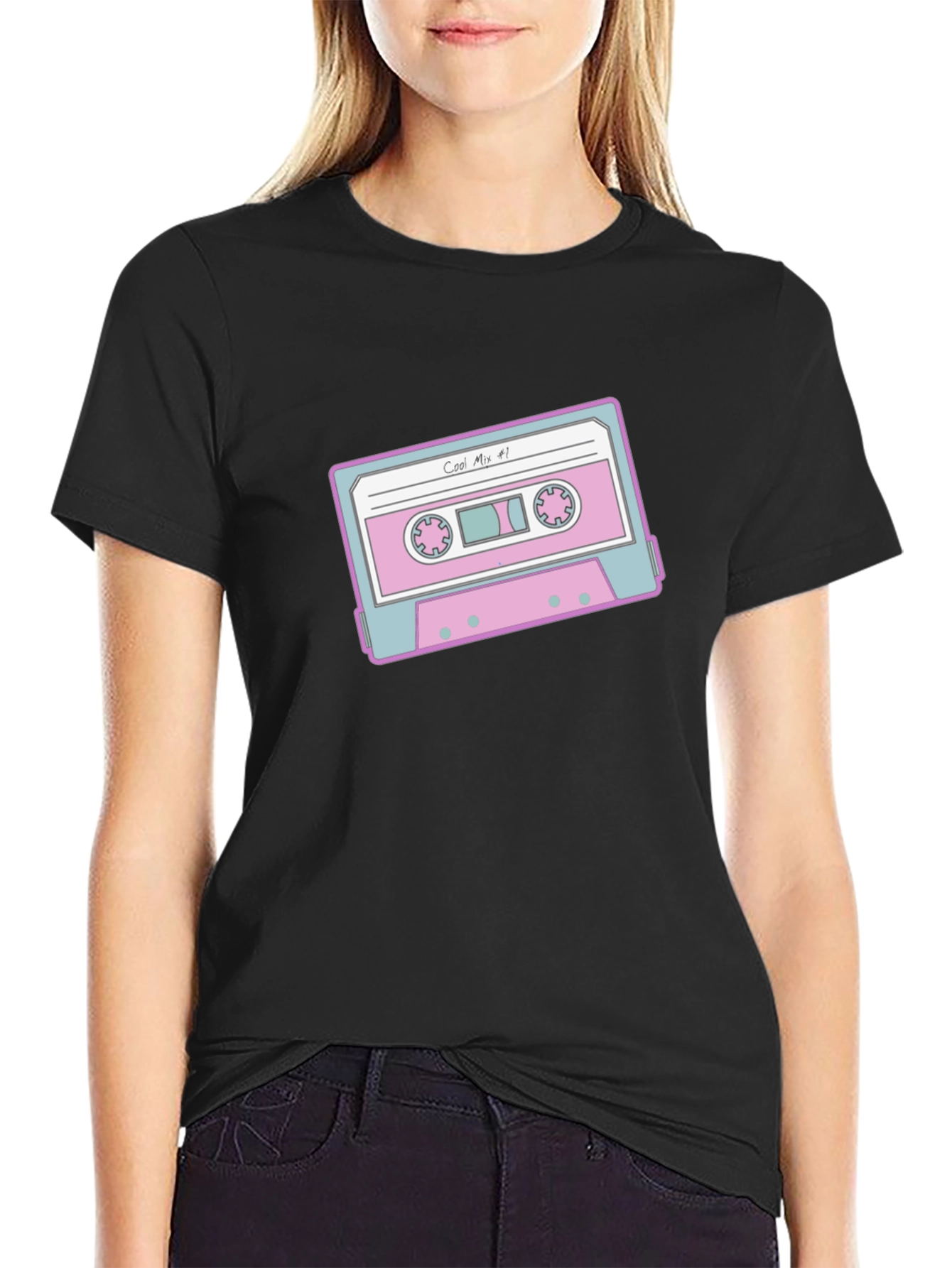 Black Retro Cassette Tape Graphic Tee view 2