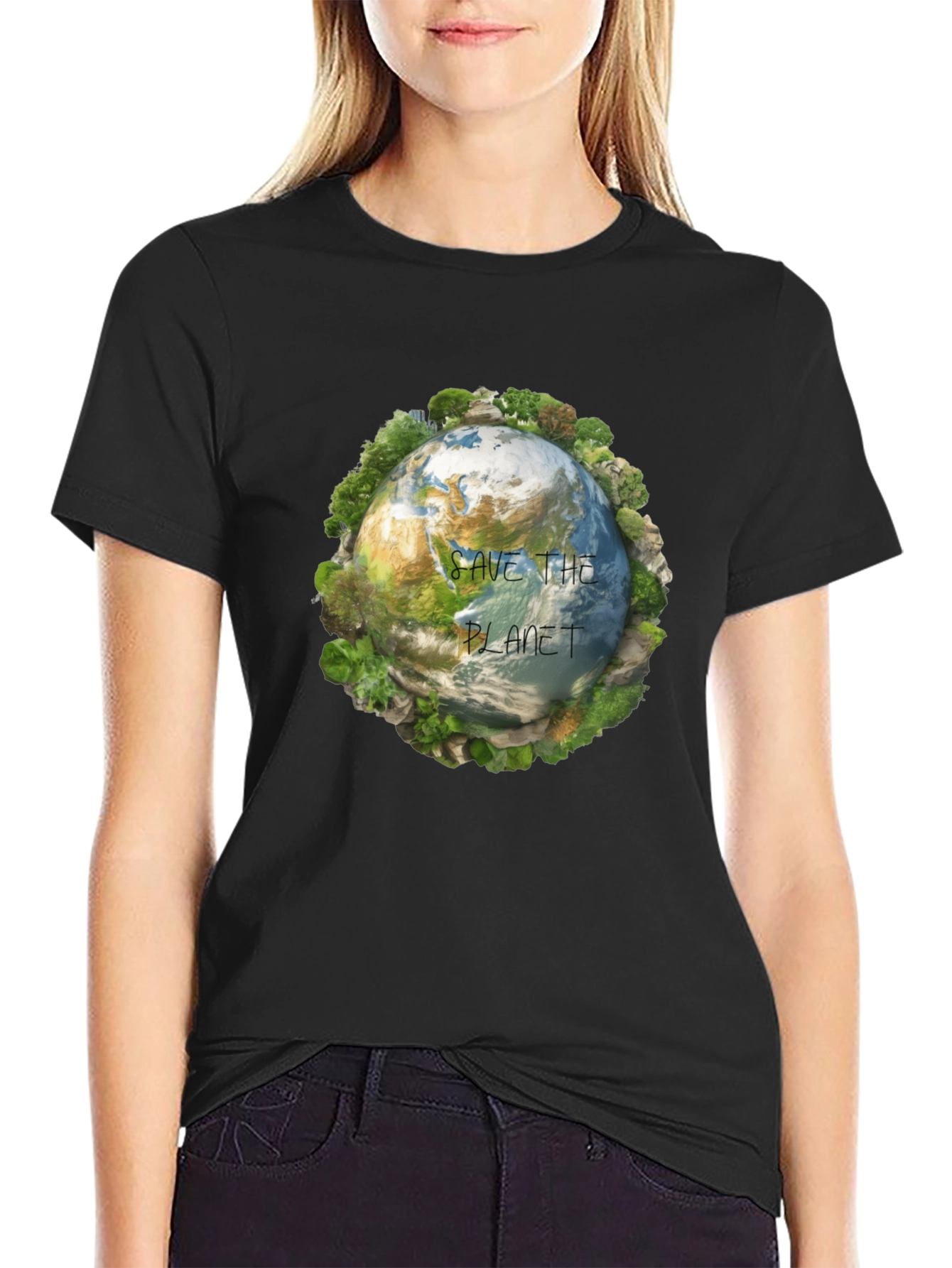 Black Save the Planet Graphic T-Shirt view 2