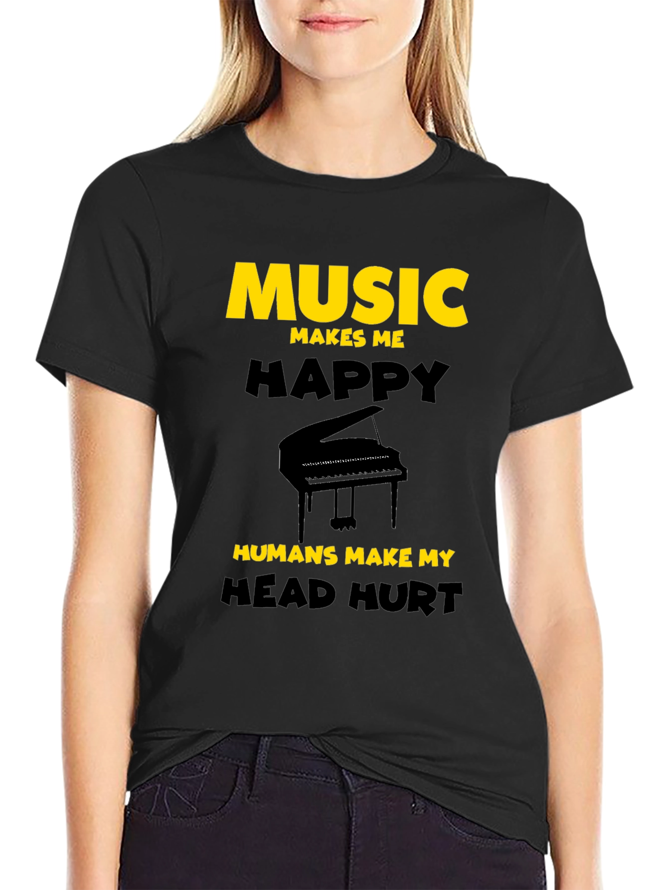 Black Music Lover T-Shirt: Music Makes Me Happy view 2