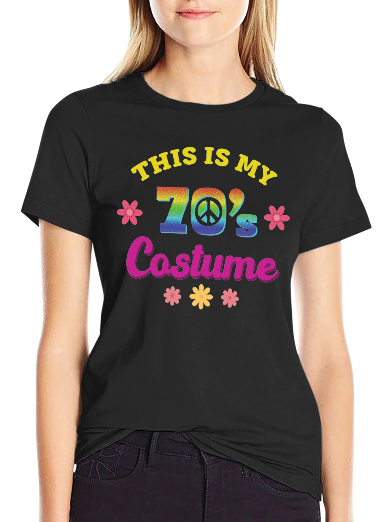 Black Retro 70's Costume T-Shirt view 2
