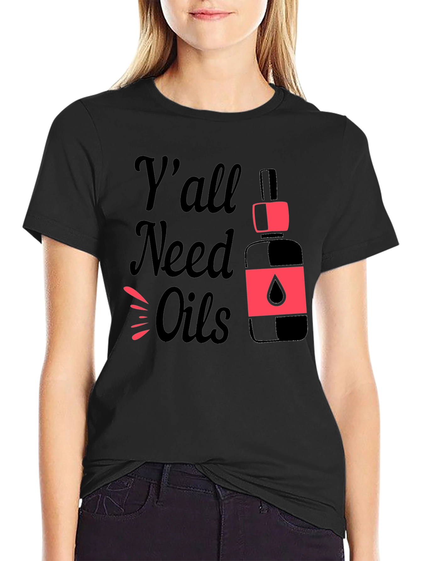 Black Y'all Need Oils Graphic T-Shirt view 2