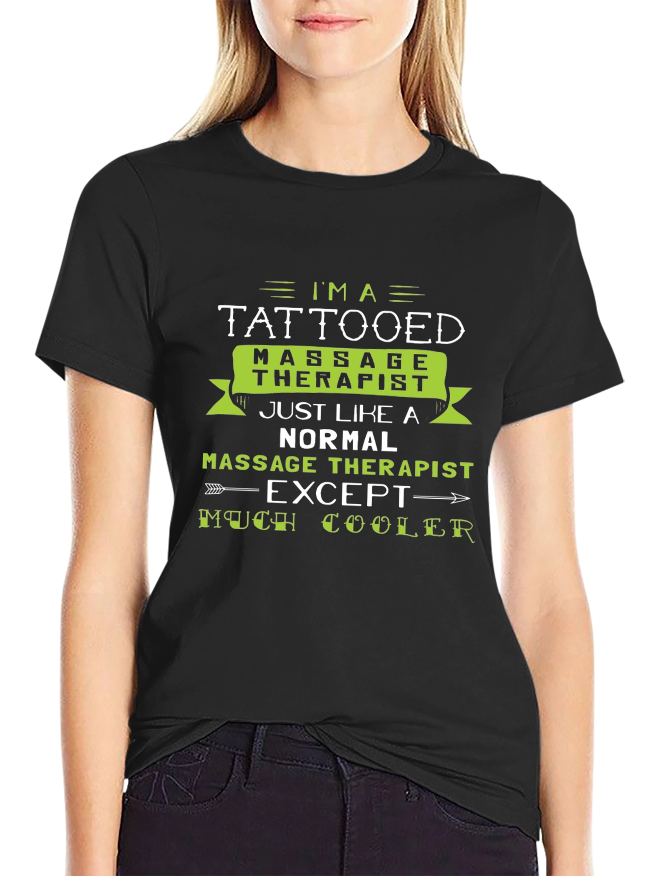 Black Tattooed Massage Therapist Graphic Tee - Cool & Unique view 2