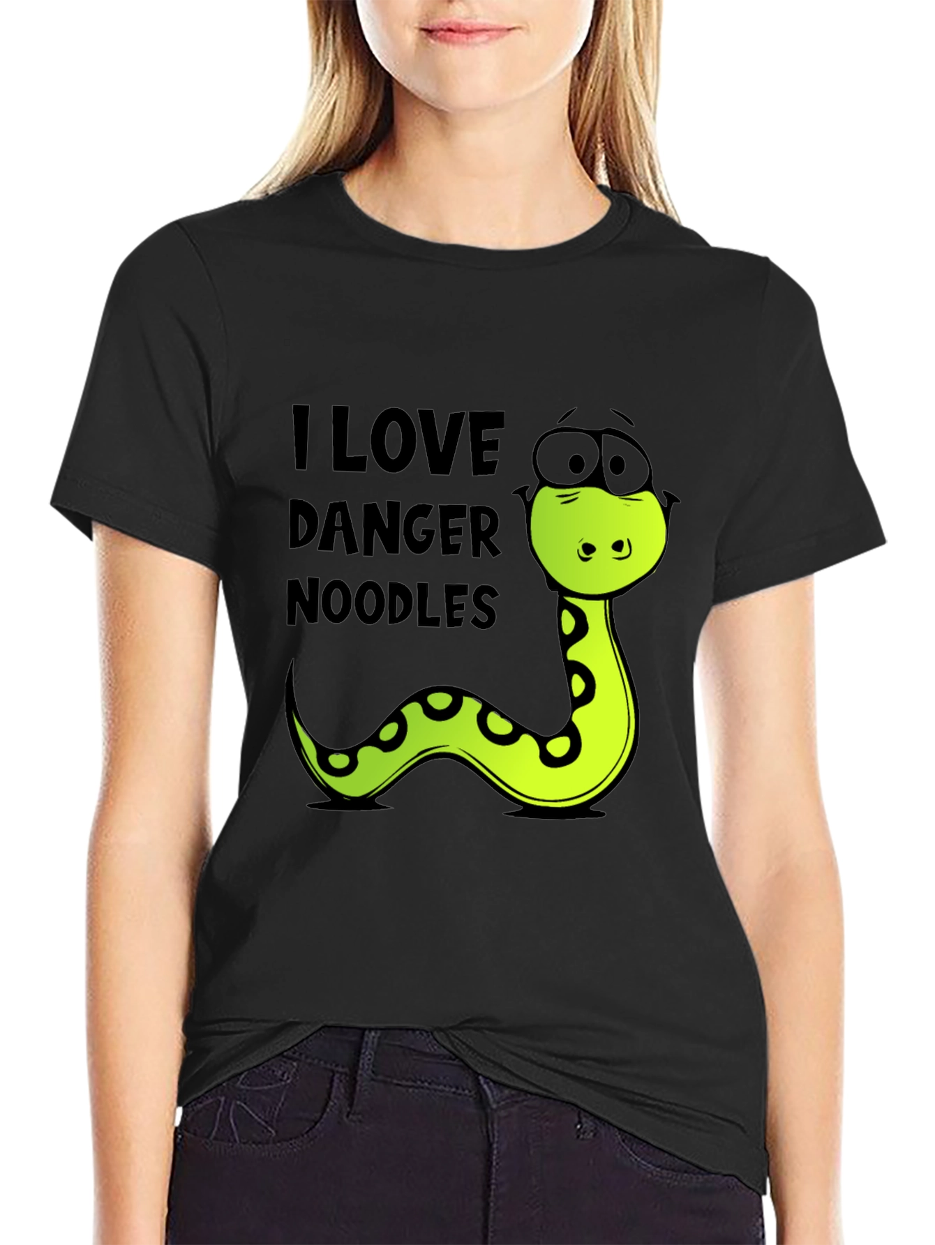 Black Danger Noodles T-Shirt - Funny Snake Tee view 2