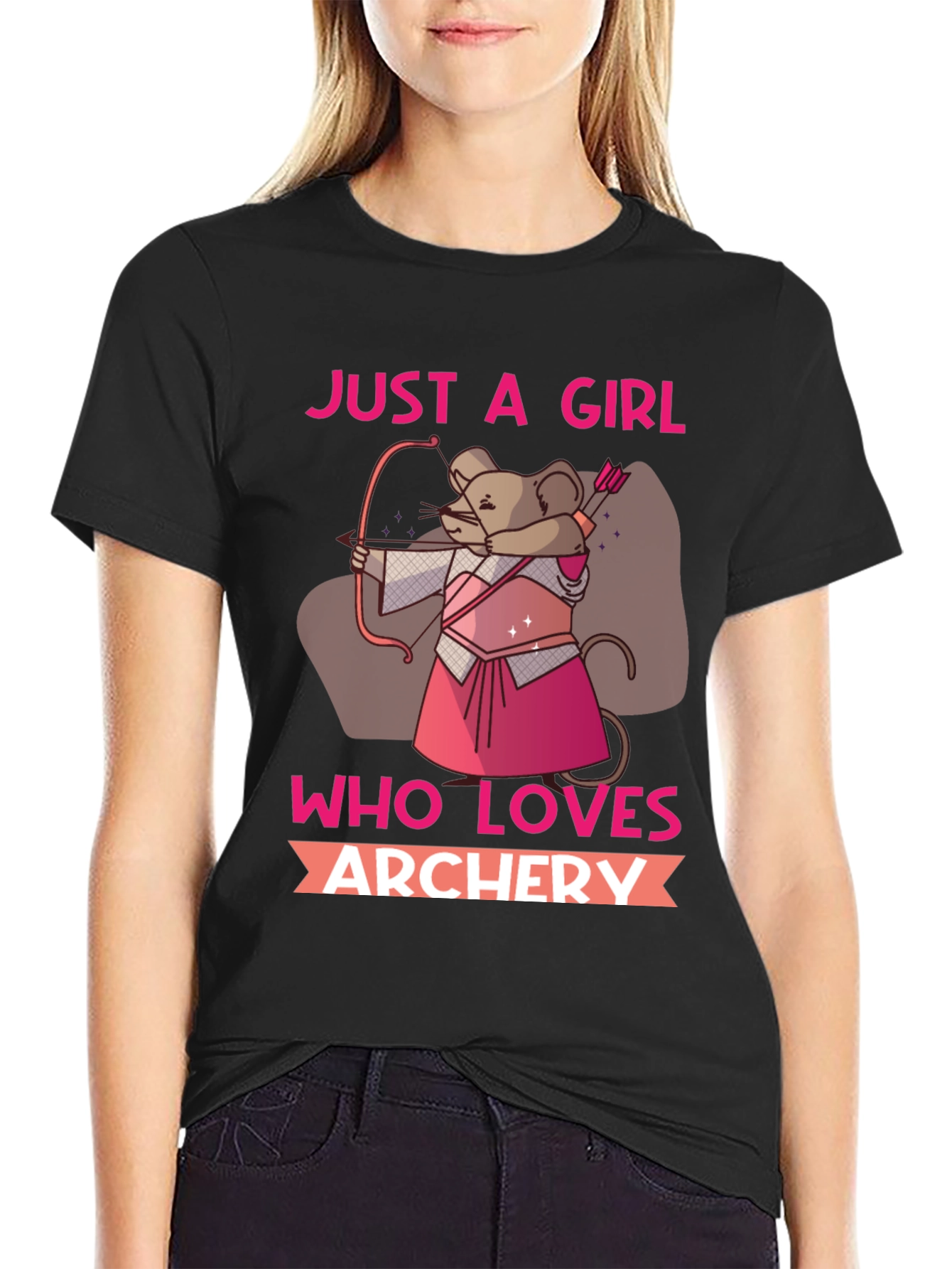 Black Archery Loving Girl T-Shirt view 2