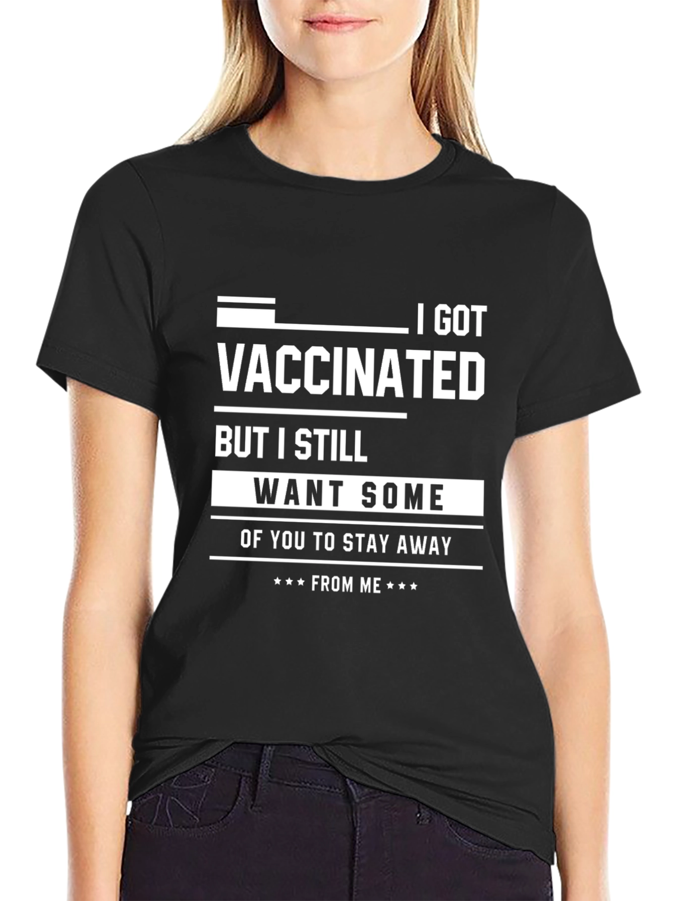 Black Vaccinated Humor T-Shirt view 2