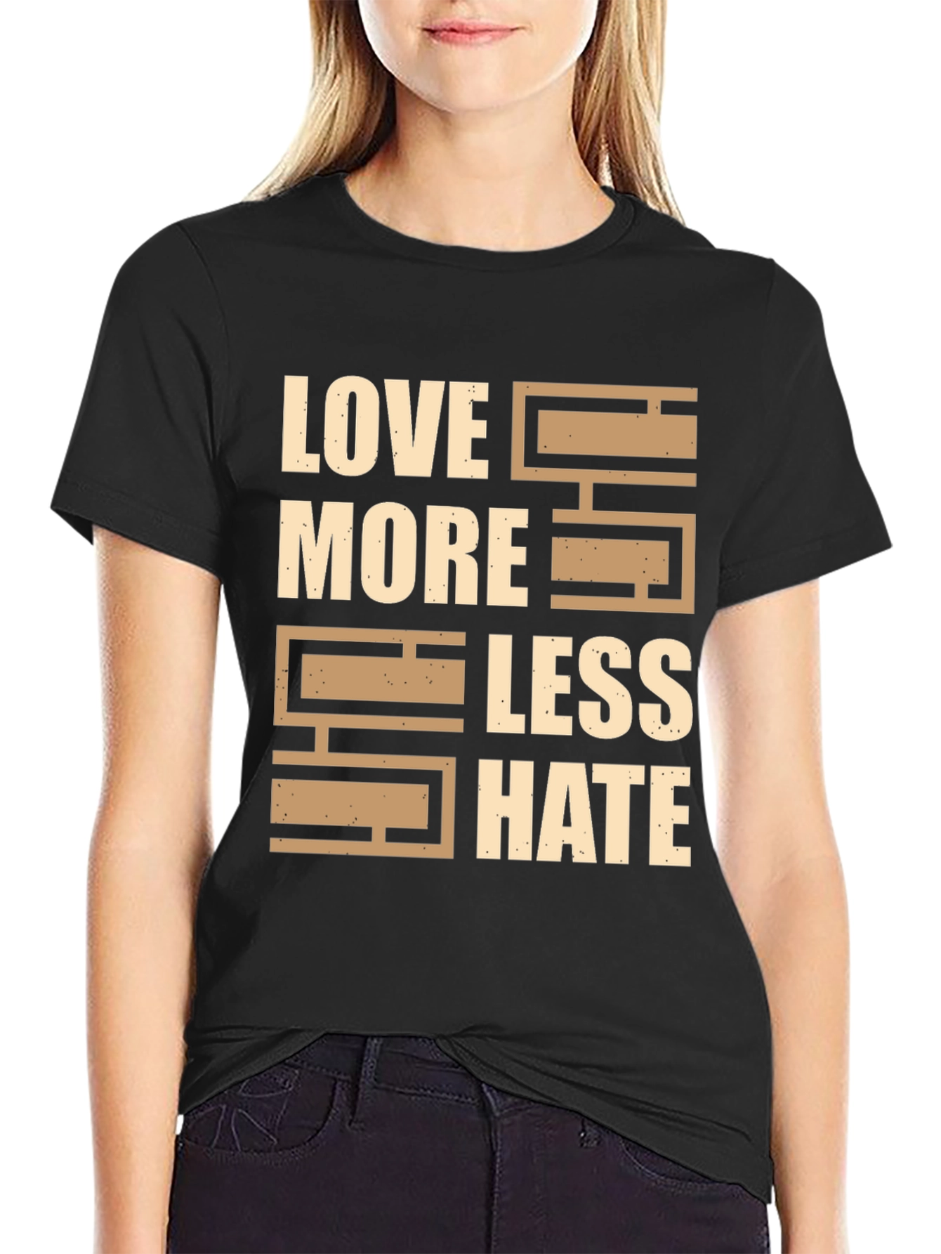 Black Love More Less Hate Graphic T-Shirt view 2