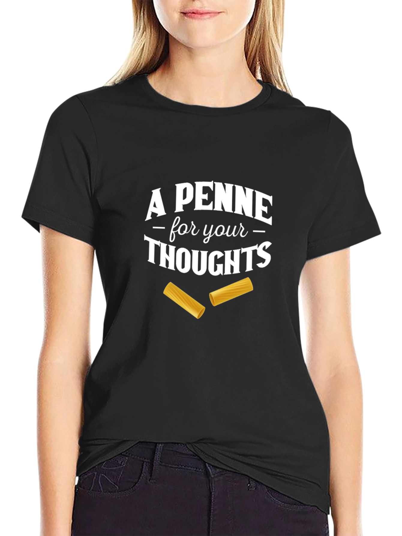 Black A Penne For Your Thoughts T-Shirt view 2
