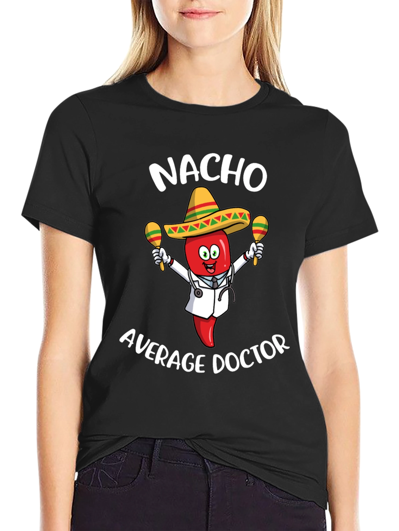 Black Nacho Average Doctor T-Shirt - Funny Pun Tee view 2