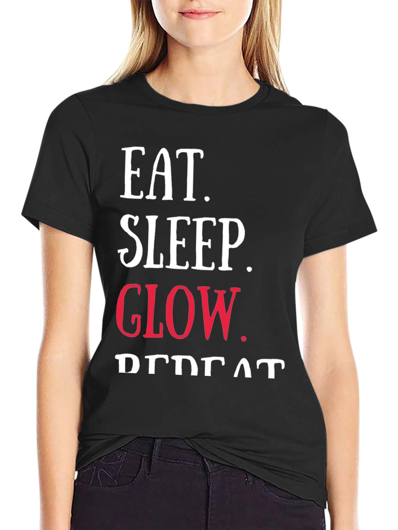 Black Eat Sleep Glow Repeat Graphic Tee view 2