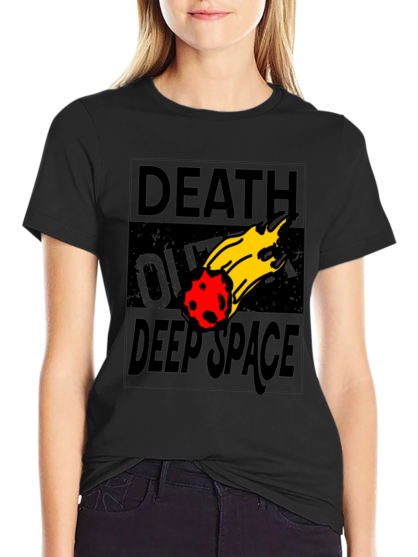 Black Death Over Deep Space Graphic Tee - Black Cotton view 2