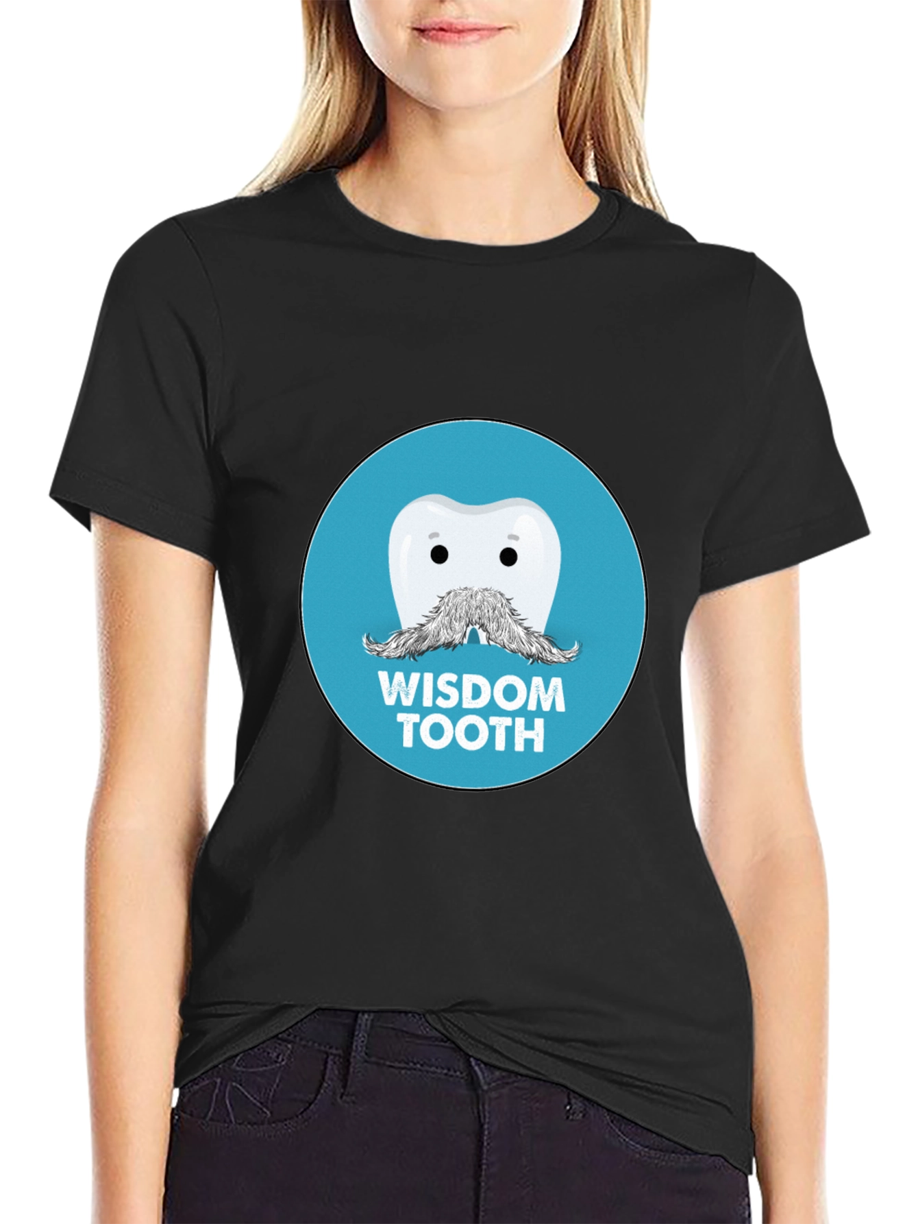 Black Wisdom Tooth Graphic Tee - Funny Dentist Humor Shirt view 2