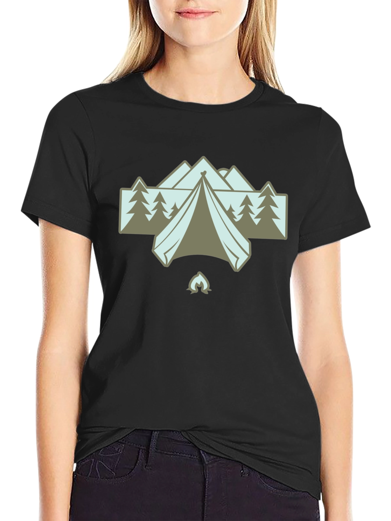 Black Camping Adventure T-Shirt - Outdoors Graphic Tee view 2