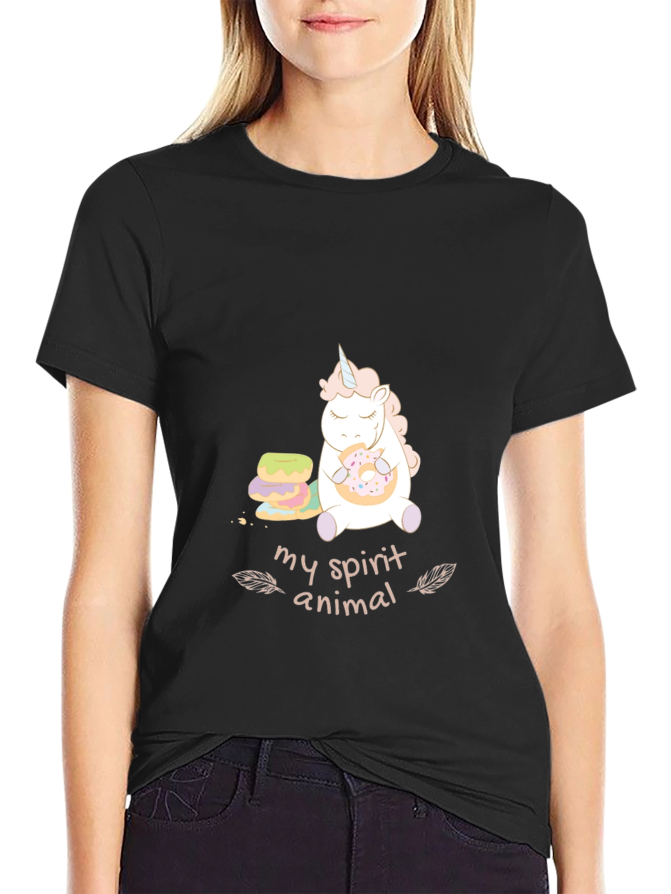 Black Unicorn Spirit Animal Graphic Tee - Black view 2