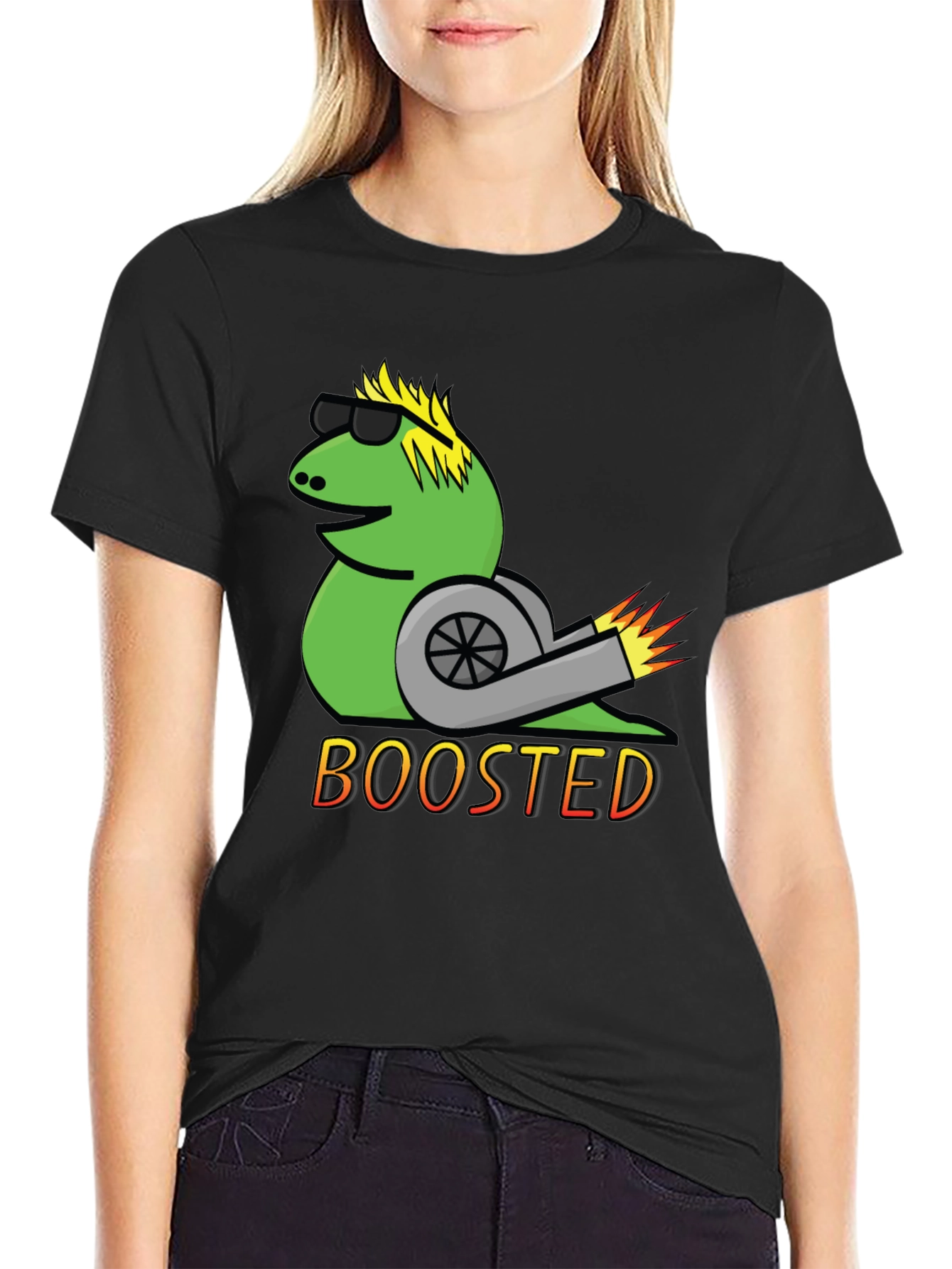 Black Boosted Snail T-Shirt - Cool Car Enthusiast Tee view 2