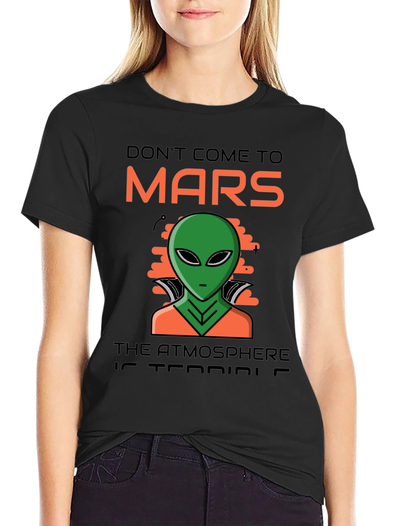 Black Don't Come To Mars Alien Graphic T-Shirt view 2