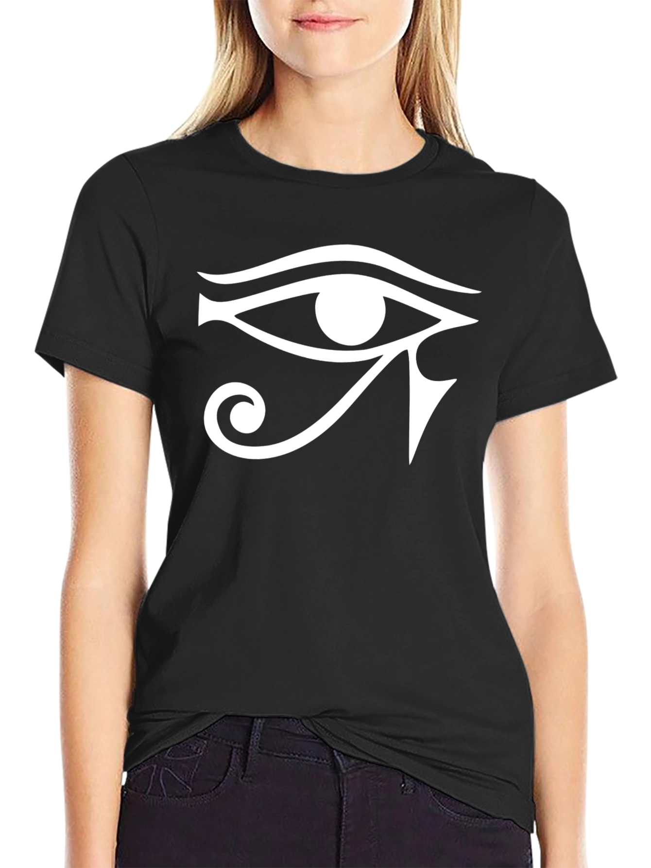 Black Eye of Horus Graphic Tee - Black Cotton Blend view 2
