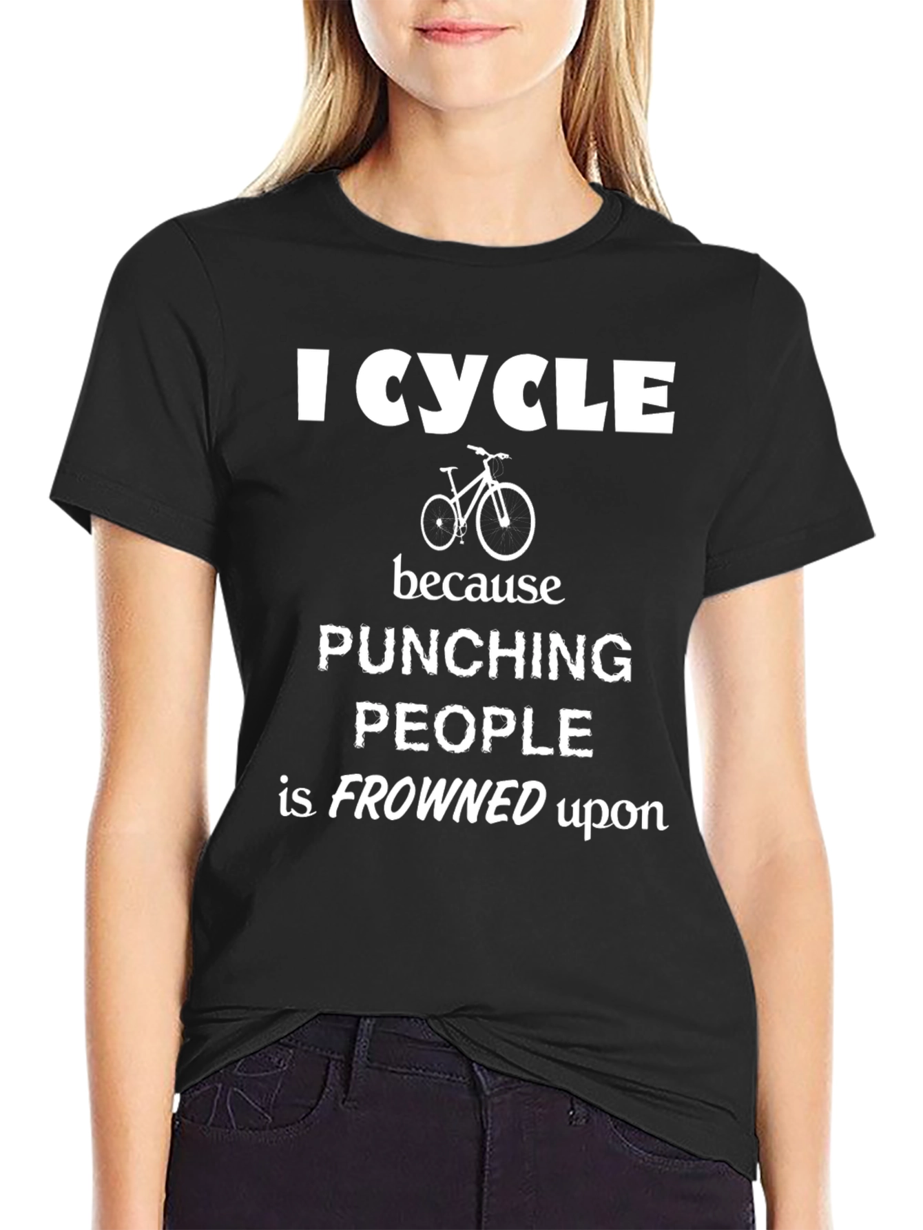 Black I Cycle T-Shirt Funny Biker Tee view 2