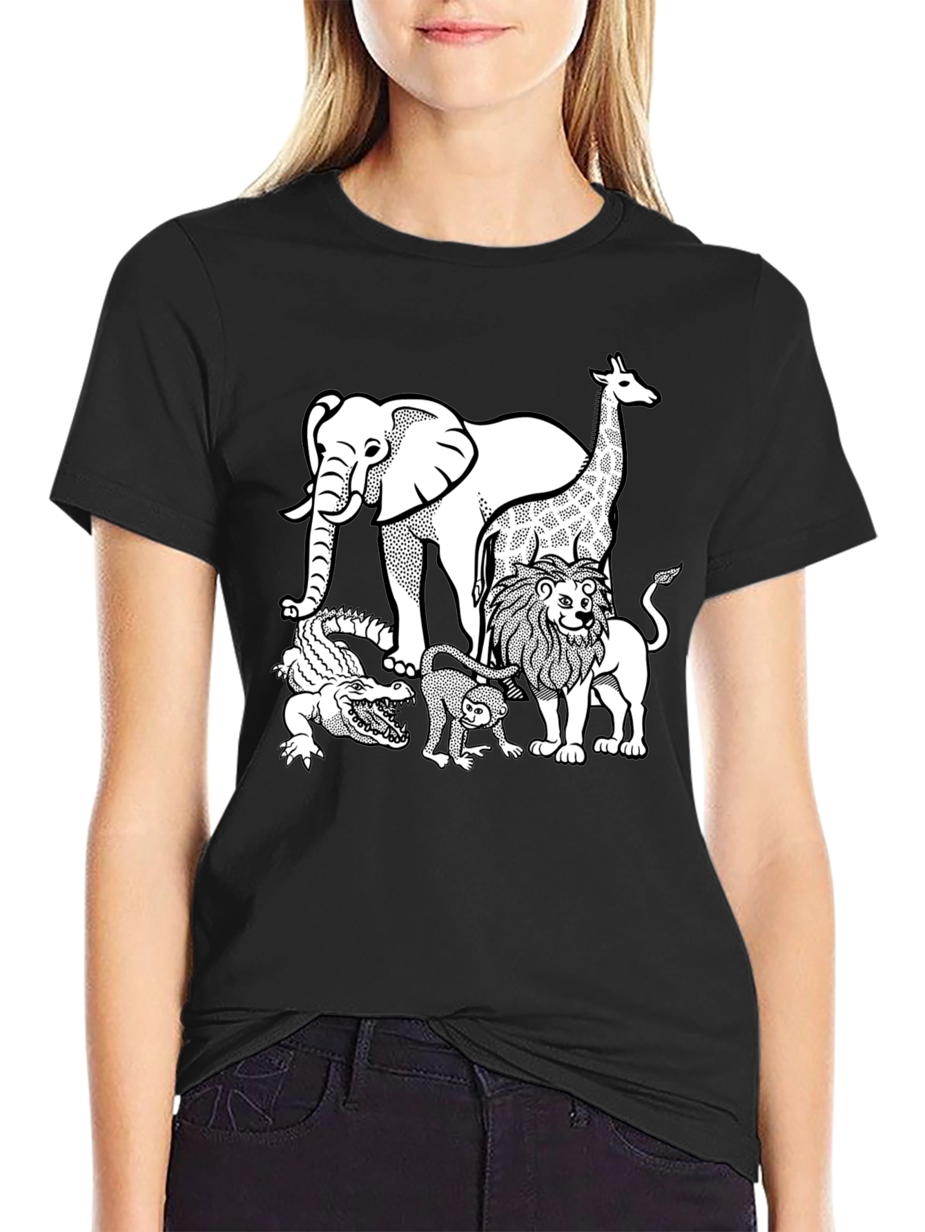 Black Animal Kingdom Graphic T-Shirt view 2