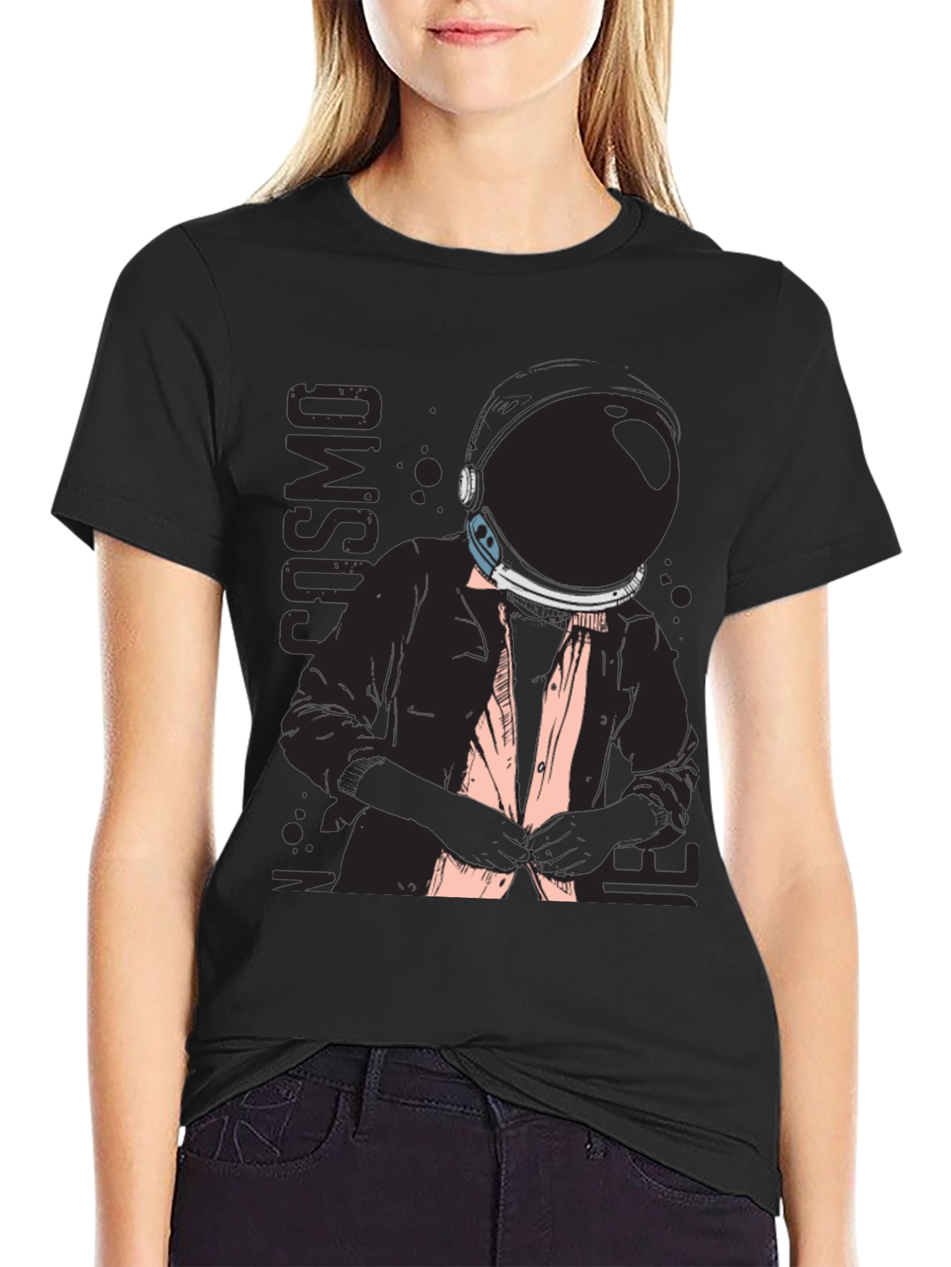 Black Cosmo Inner Space Black Graphic T-Shirt view 2